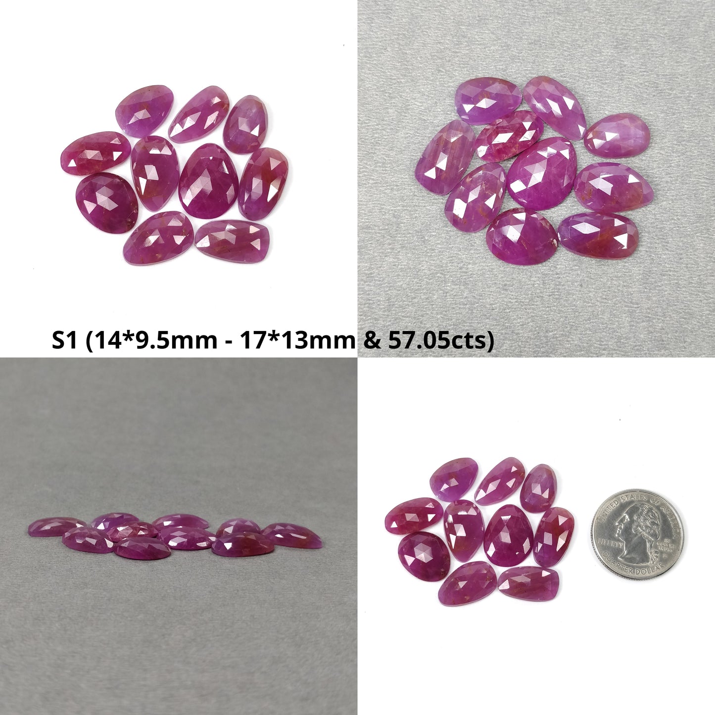 Sapphire Gemstone Rose Cut : Natural Untreated Unheated Raspberry Pink Sapphire Uneven Shape 10pcs Sets
