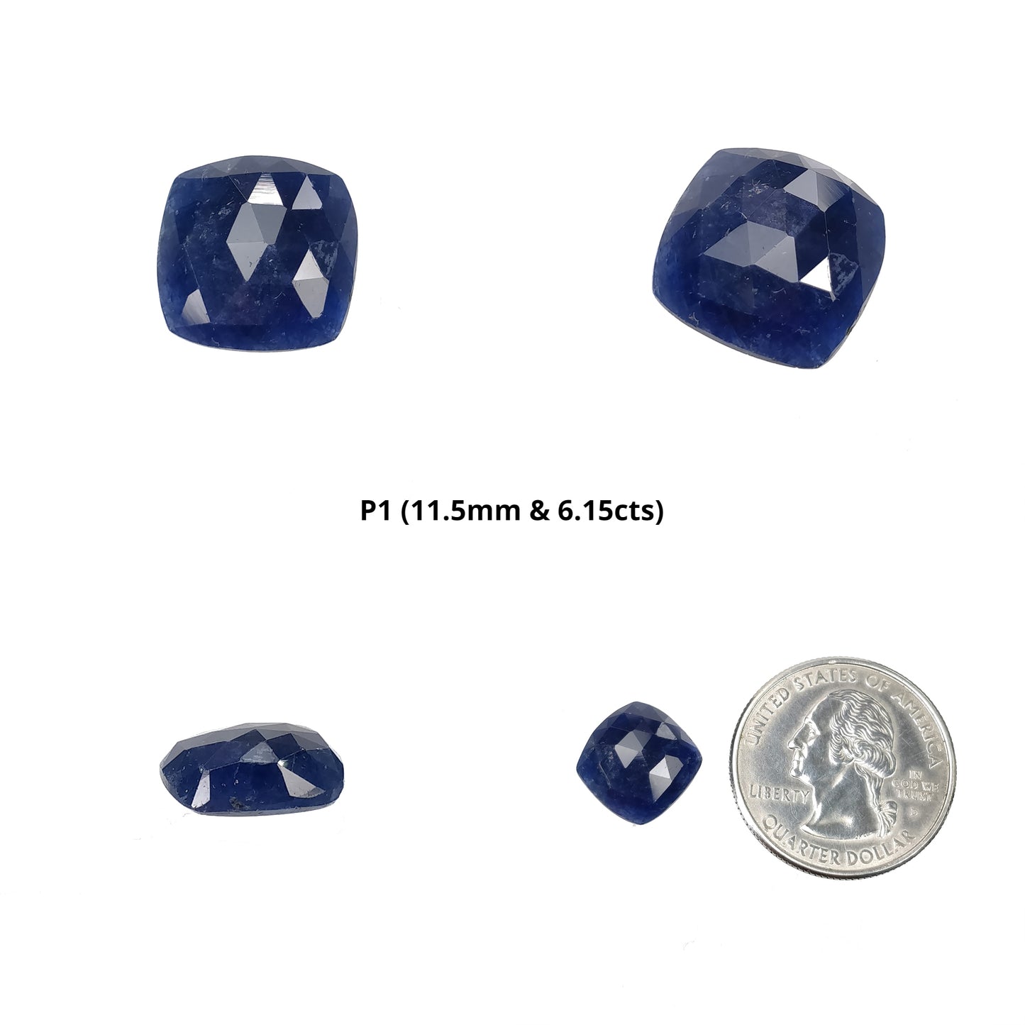 Sapphire Gemstone Rose Cut : Natural Untreated Unheated Blue Sapphire Cushion Uneven Shape