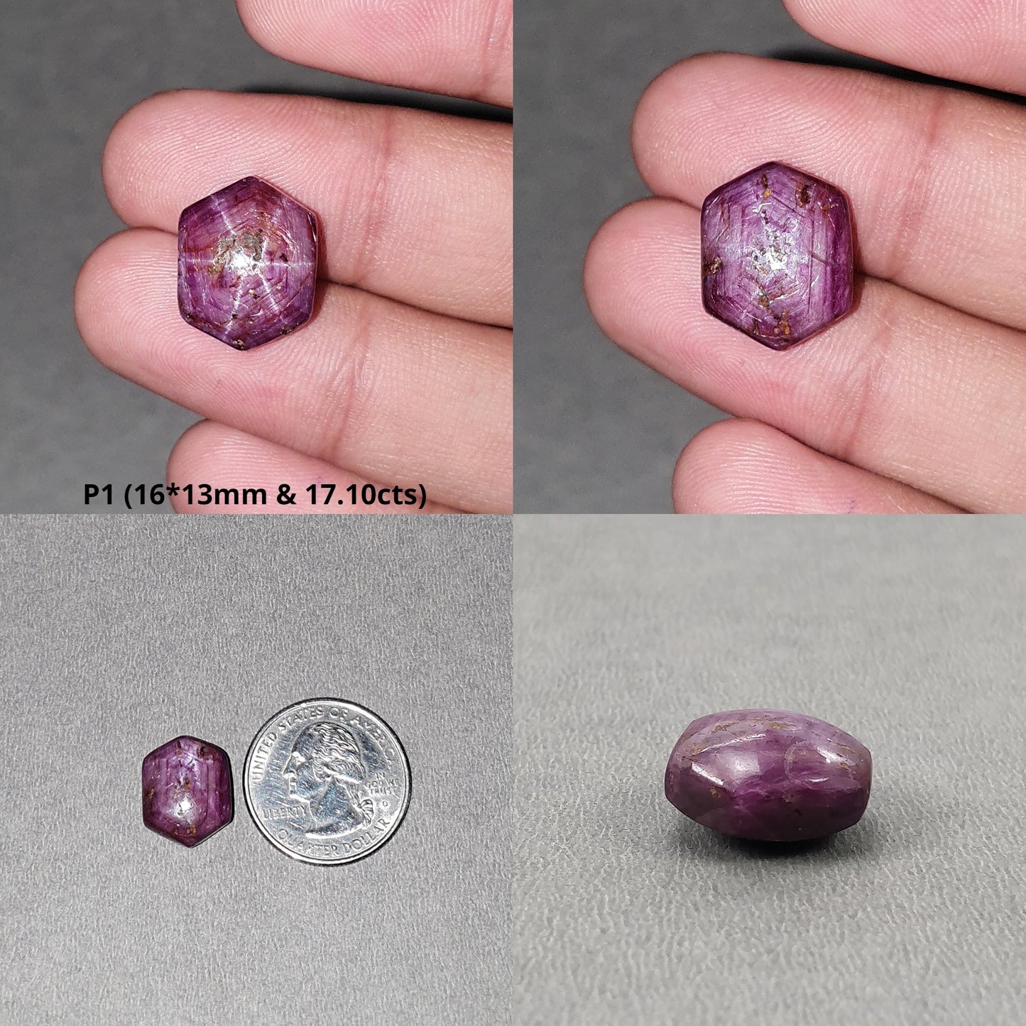 Johnson Star Ruby Gemstone Cabochon : 17cts - 54cts Natural Untreated Unheated Both Side 6Ray Star Ruby Uneven Shape
