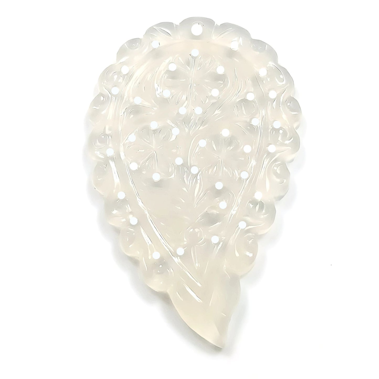 Indian LEAF Hand Carved : 50.00cts Natural Onyx Gemstone One Sided Hand Carved Big Size Indian Leaf 55*35mm 1pc For Pendant