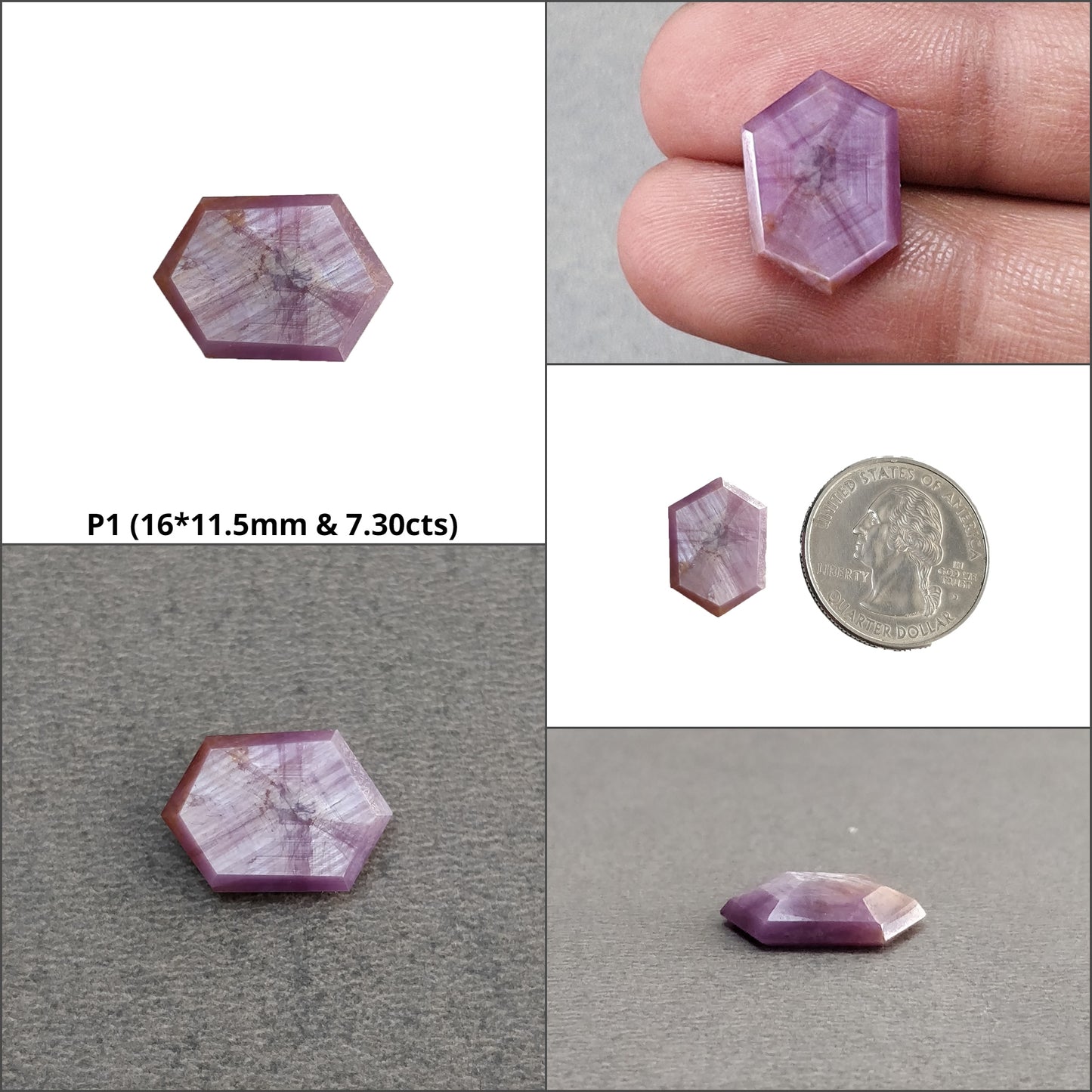 Sapphire TRAPICHE Normal Cut : Natural Untreated Raspberry Pink Sheen Sapphire Gemstone 6Ray Trapiche Hexagon Shape