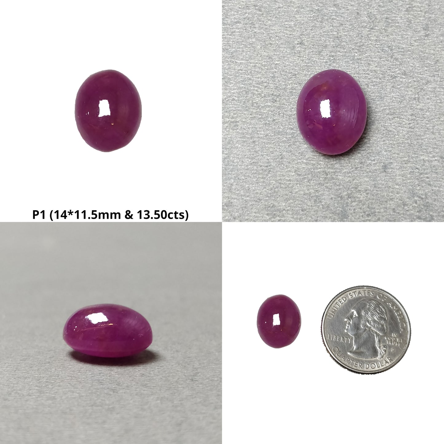 Ruby Gemstone Cabochon : Natural Untreated Unheated Ruby Oval Shape 1pc