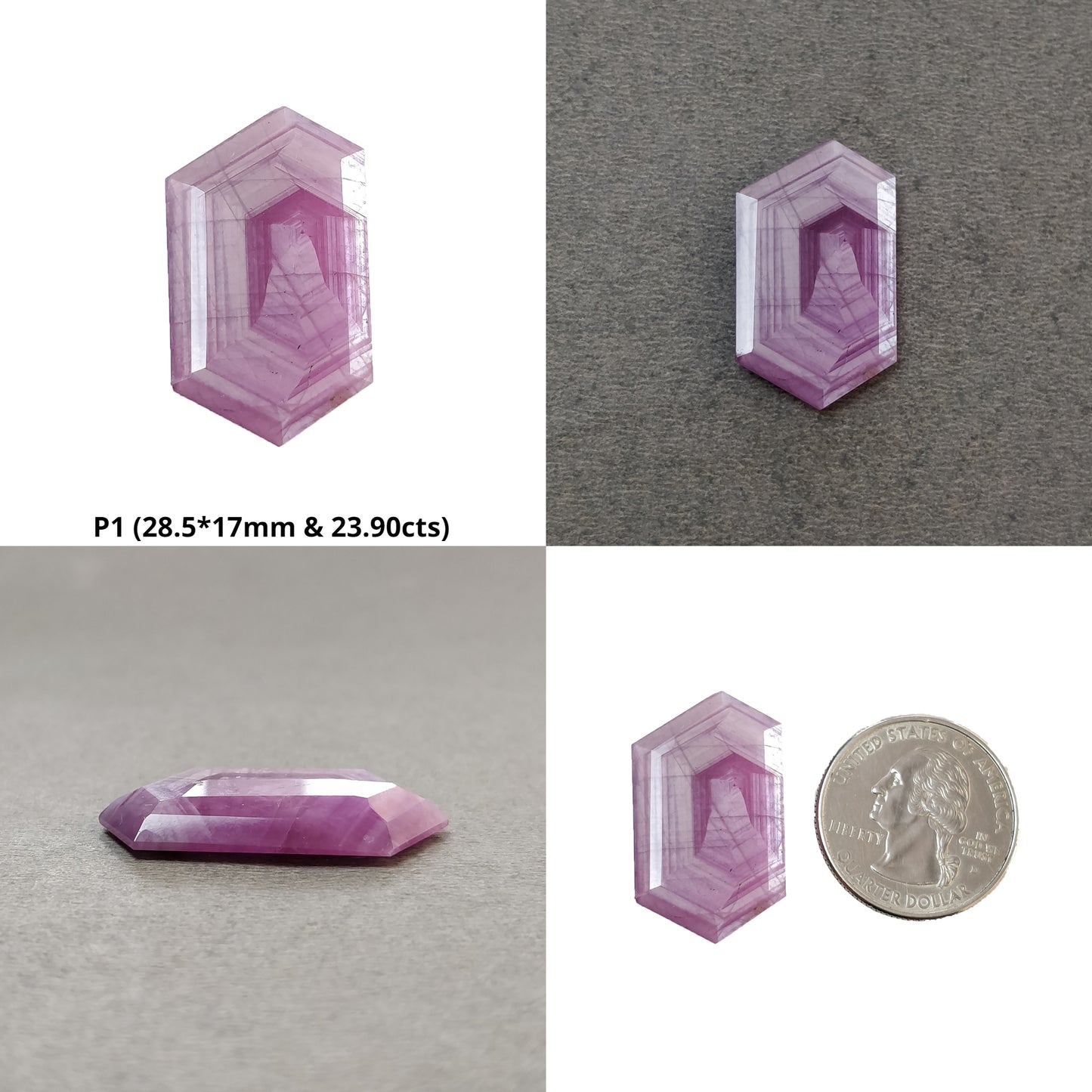 Sapphire Gemstone Normal Cut : Natural Untreated Unheated Raspberry Pink Sheen Sapphire Hexagon Uneven Shape Piece & set