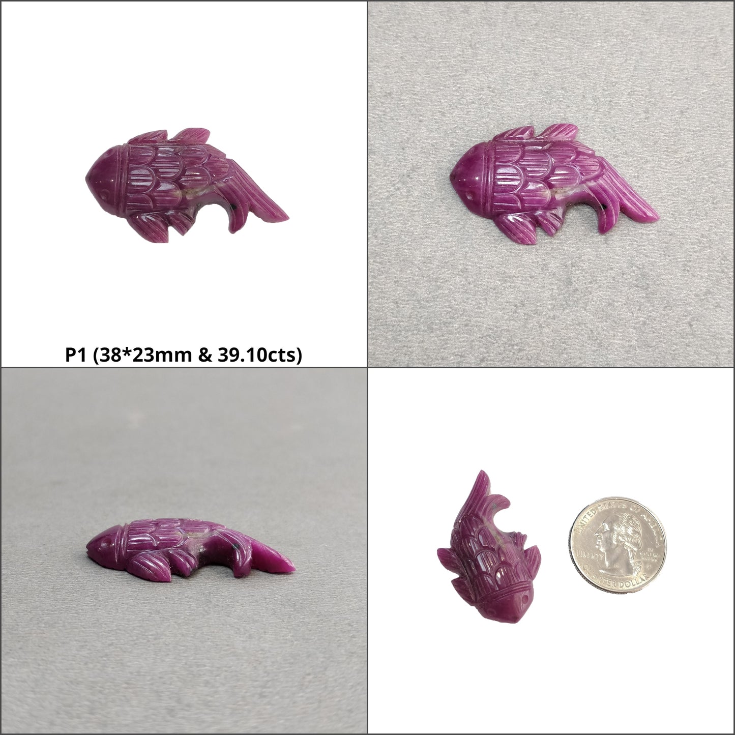 Ruby & Multi Sapphire Gemstone Carving : Natural Untreated Unheated Hand Carved Fish Ram Head And Sea Horse Sculpture