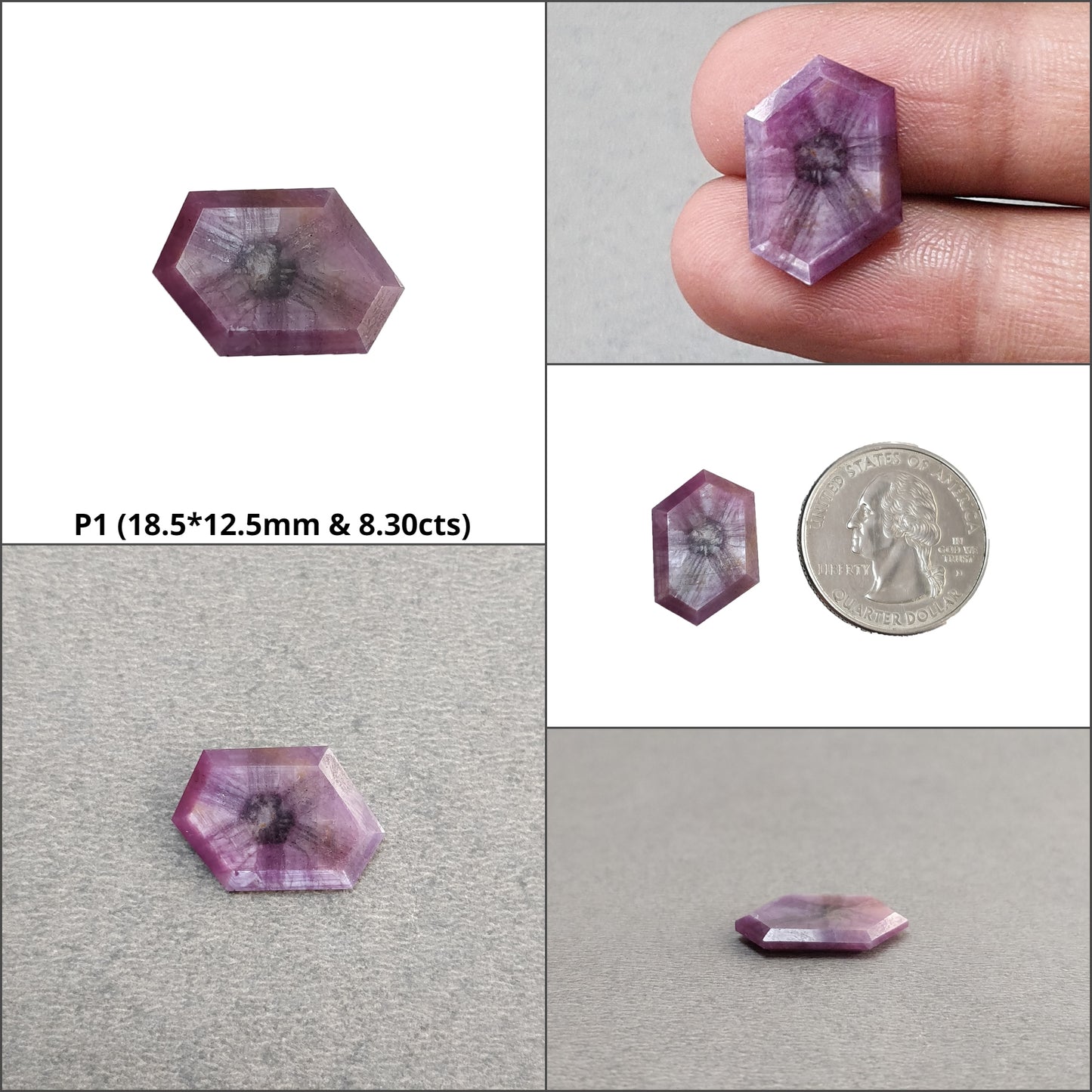 Sapphire TRAPICHE Normal Cut : Natural Untreated Raspberry Pink Sheen Sapphire Gemstone 6Ray Trapiche Hexagon Shape