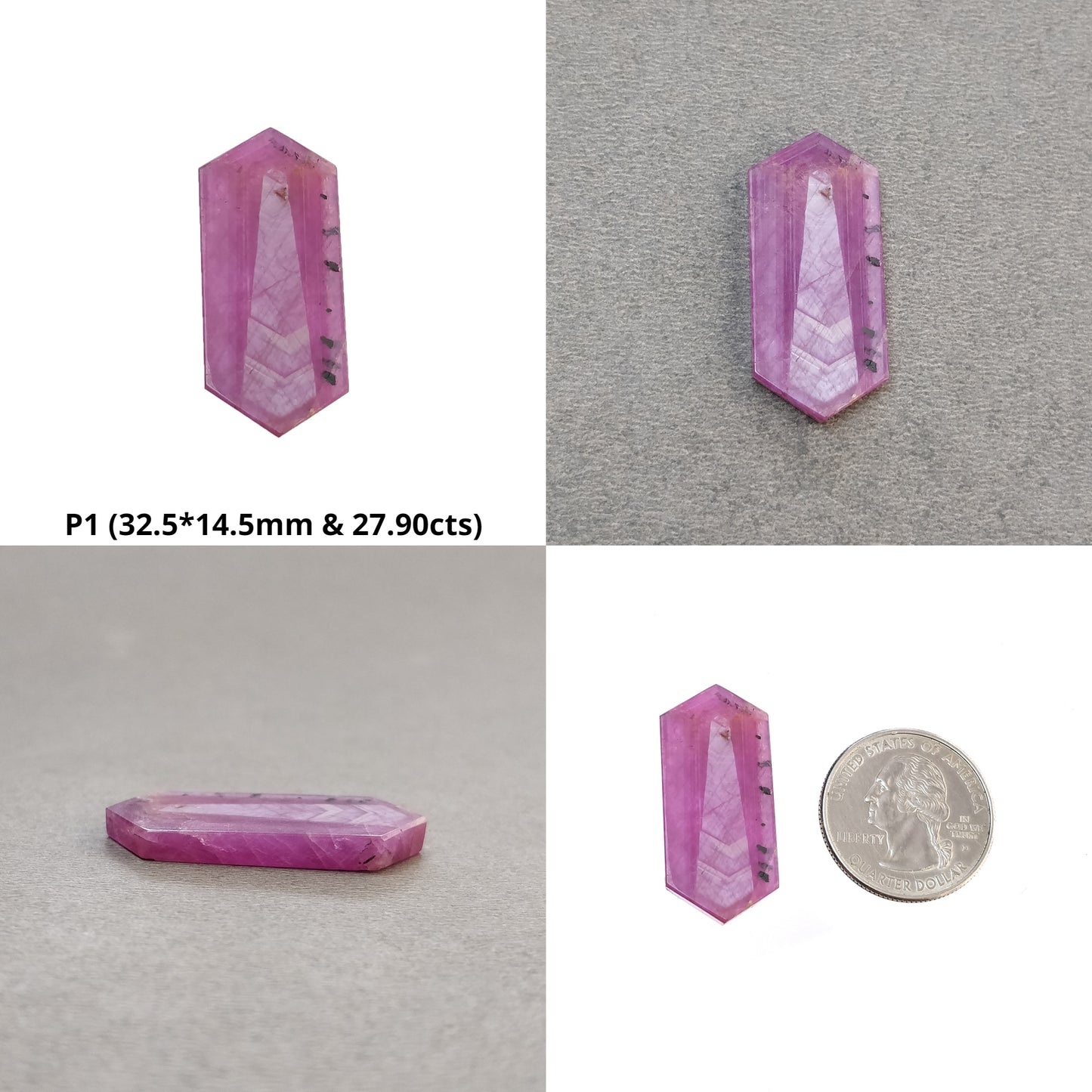 Rosemary Sheen Sapphire Gemstone Flat Slices : Natural Untreated Pink Sapphire Hexagon Shape