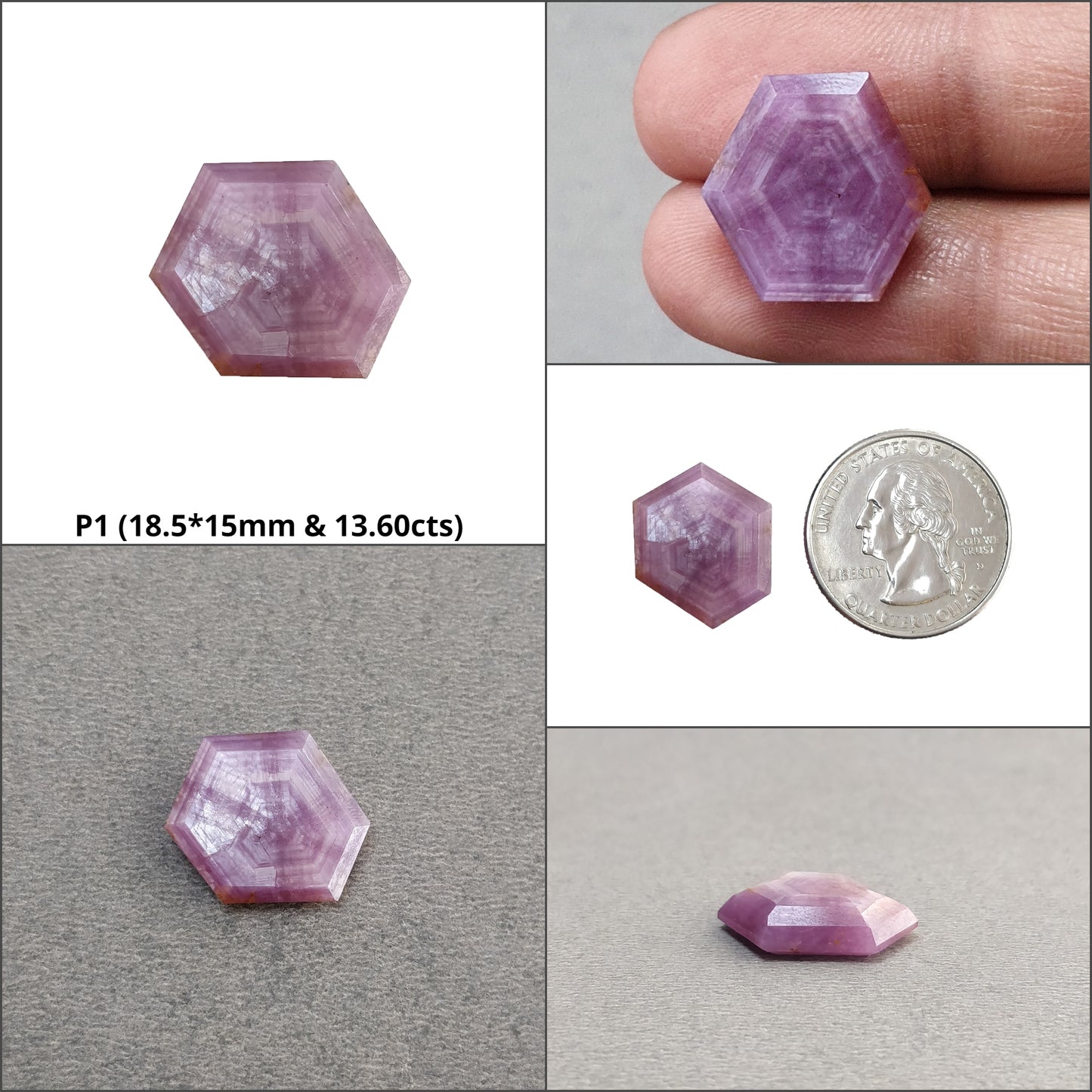 Sapphire TRAPICHE Normal Cut : Natural Untreated Raspberry Pink Sheen Sapphire Gemstone 6Ray Trapiche Hexagon Shape