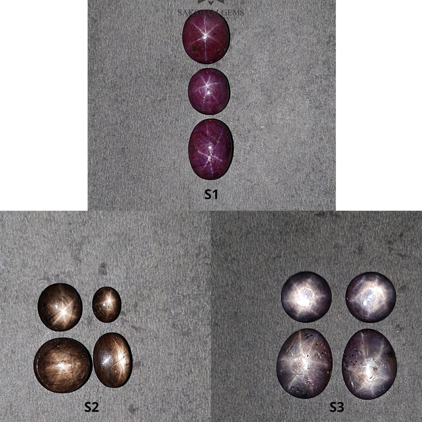 Star Ruby & Sapphire Gemstone Cabochon : Natural Untreated Unheated 6Ray Star Ruby And Chocolate Sapphire Oval And Round Shape Sets