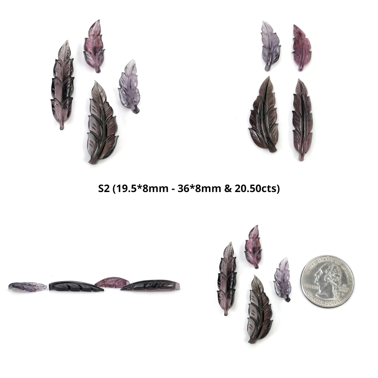Watermelon TOURMALINE Gemstone Carving : Natural Untreated Unheated Bi-Color Tourmaline Hand Carved Leaf Set