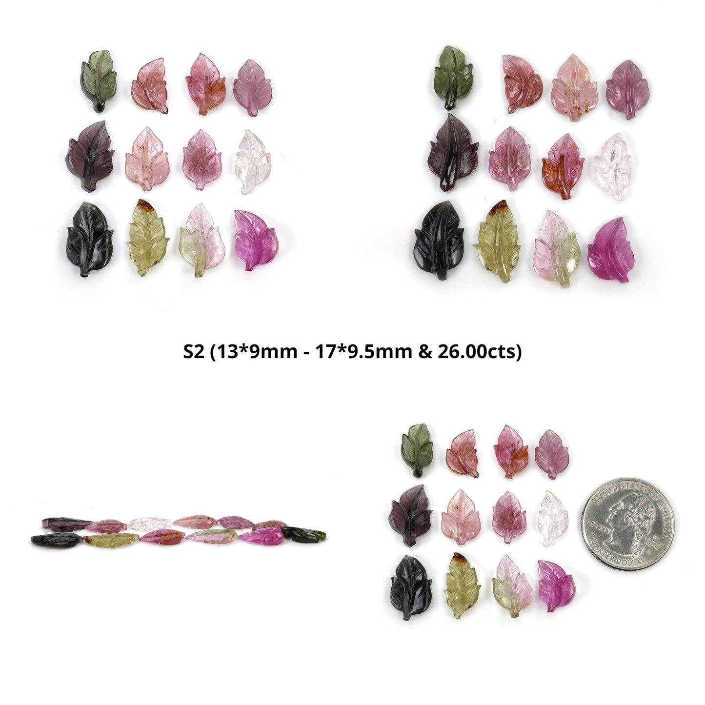 Watermelon TOURMALINE Gemstone Carving : Natural Untreated Unheated Bi-Color Tourmaline Hand Carved Leaf Set