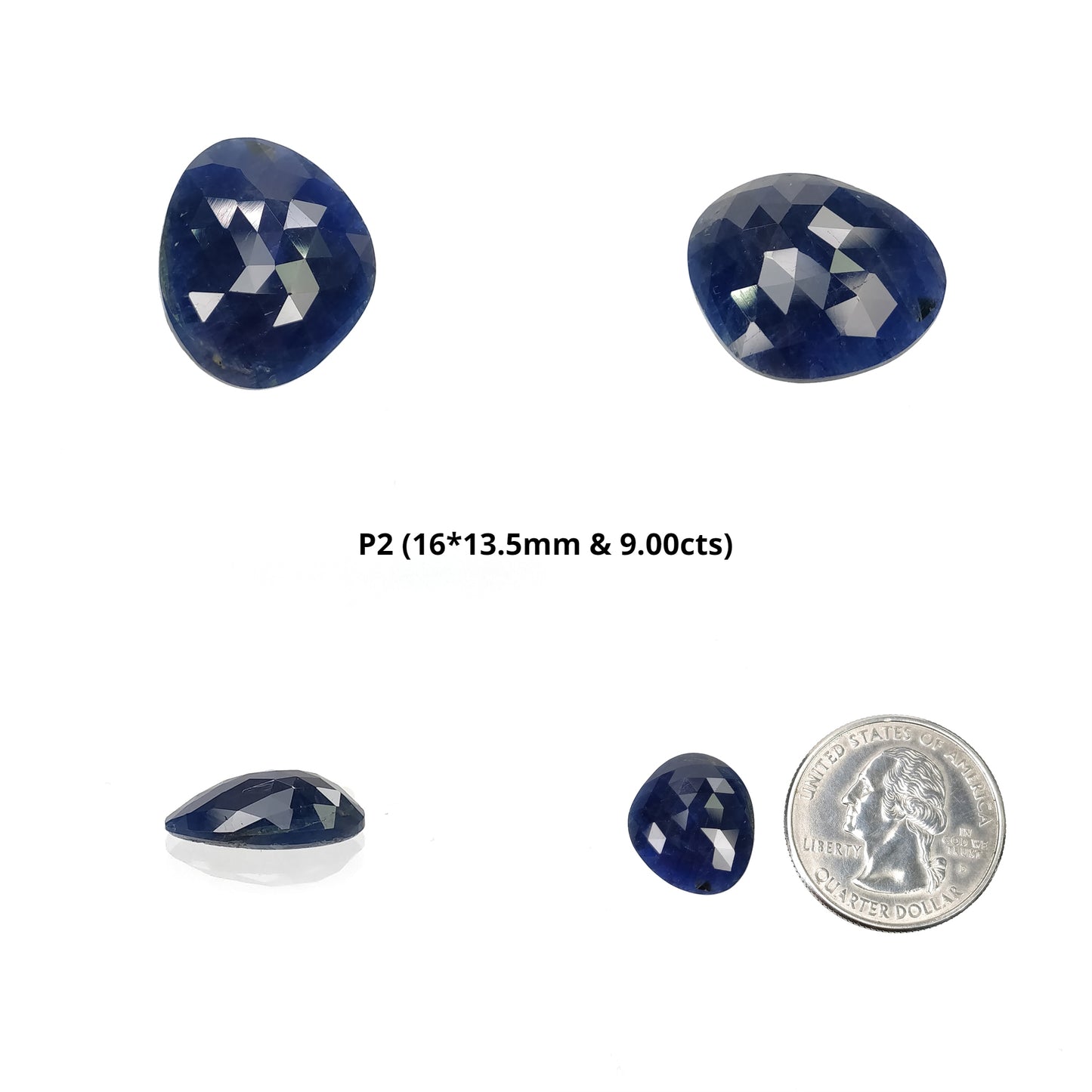 Sapphire Gemstone Rose Cut : Natural Untreated Unheated Blue Sapphire Cushion Uneven Shape