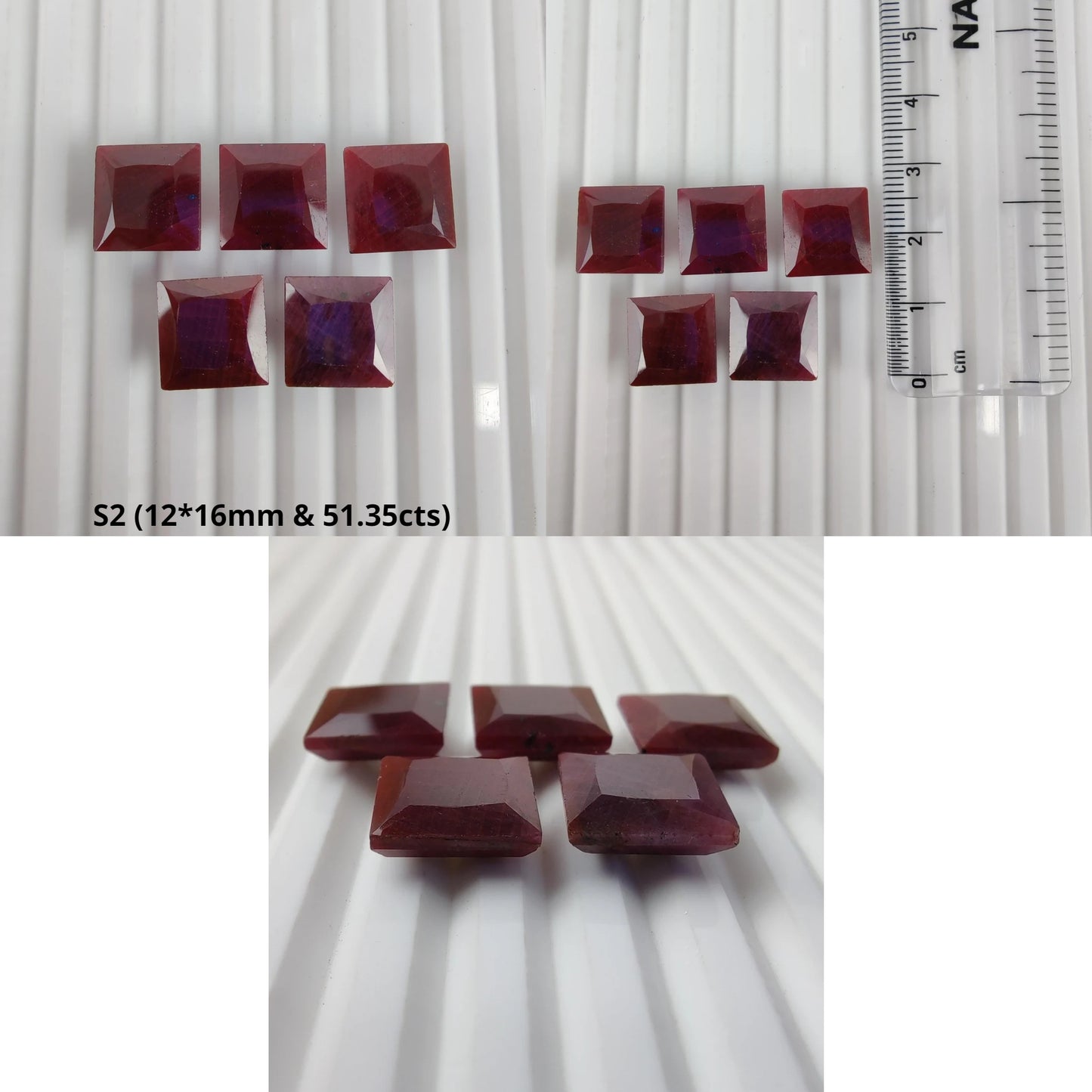 RUBY Gemstone Normal Cut : Natural Untreated Unheated Red Ruby Square Shape 12mm*6h Sets For Jewellery