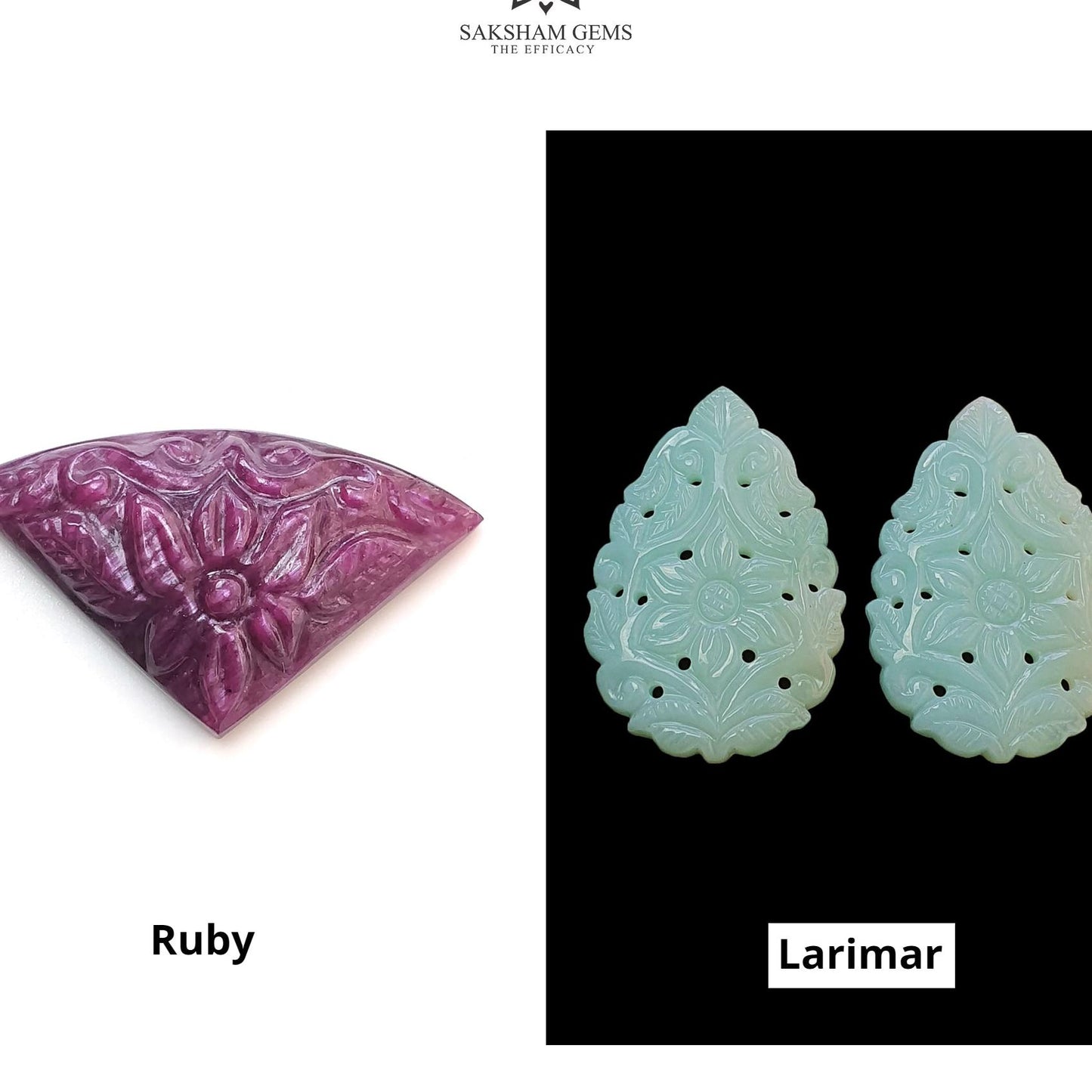 Ruby & Larimar Gemstone Carving