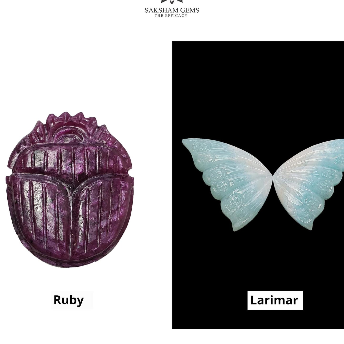 Ruby & Larimar Gemstone Carving