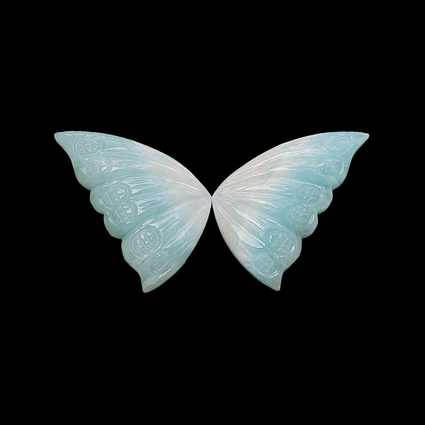 RUBY & LARIMAR Gemstone Carving : Natural Untreated Blue Larimar Red Ruby Hand Carved Butterfly Pair, Scarab 1pc