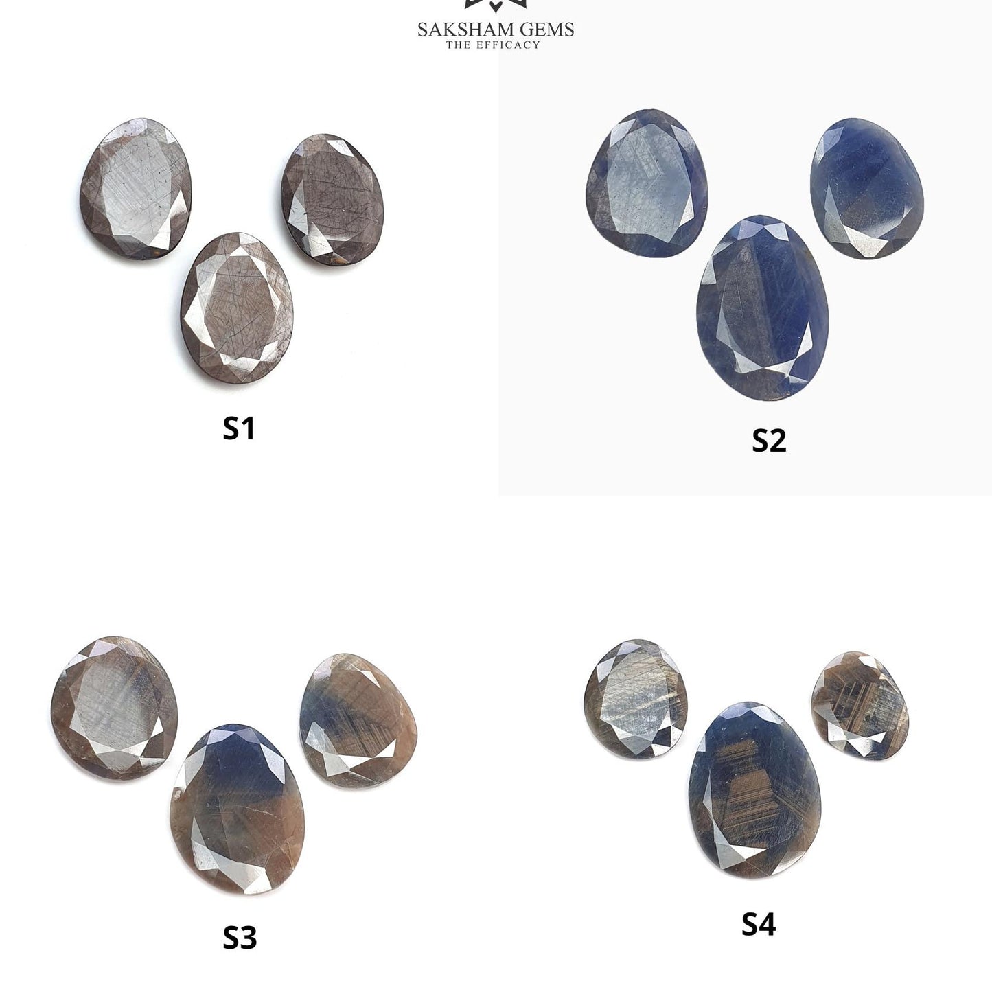 Chocolate & Blue Silver Sheen Sapphire Gemstone Normal Cut : Natural Untreated Golden Brown Sapphire Egg Shape 3pcs Set