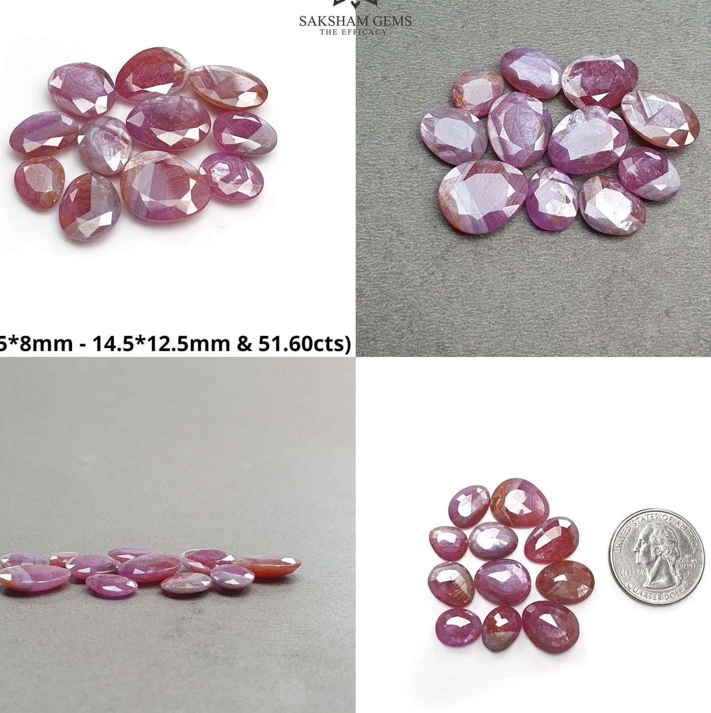 Raspberry Pink Sheen Sapphire Gemstone Normal Cut : Natural Untreated Unheated Sapphire Uneven Egg Shape Faceted Set