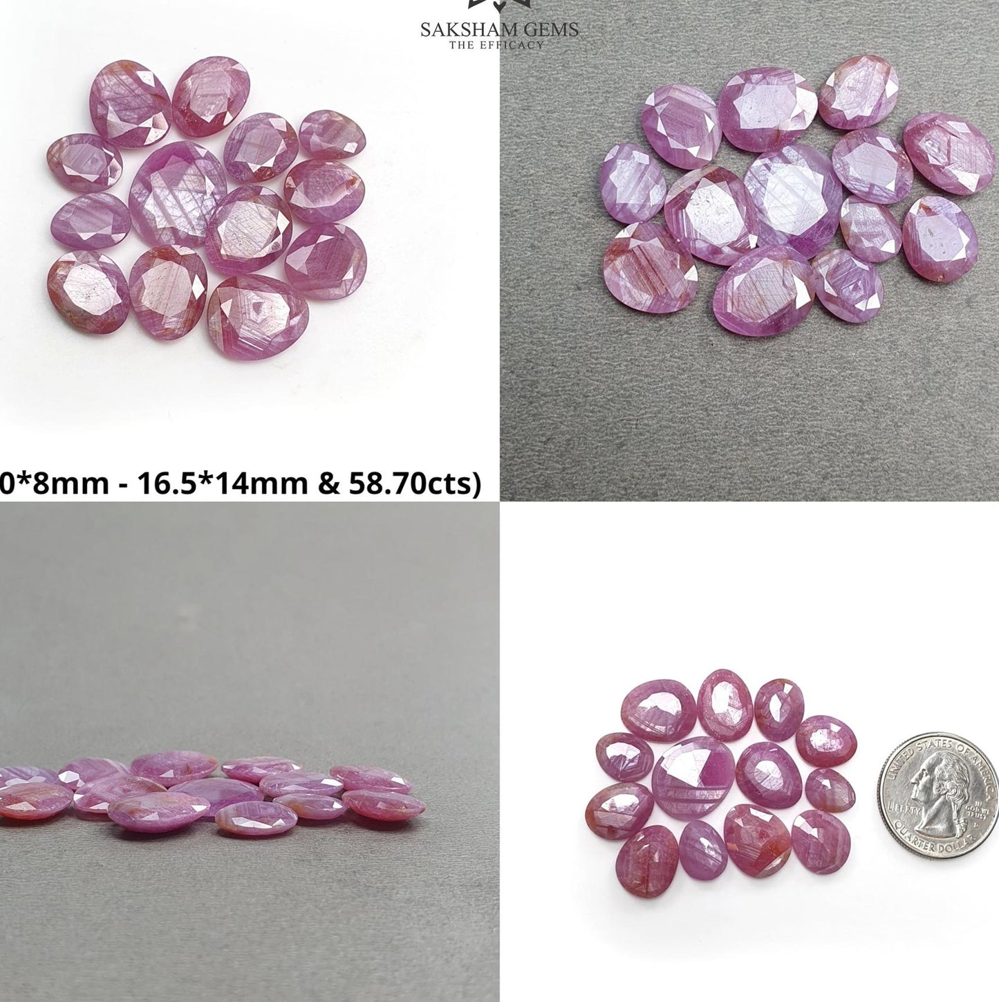 Raspberry Pink Sheen Sapphire Gemstone Normal Cut : Natural Untreated Unheated Sapphire Uneven Egg Shape Faceted Set