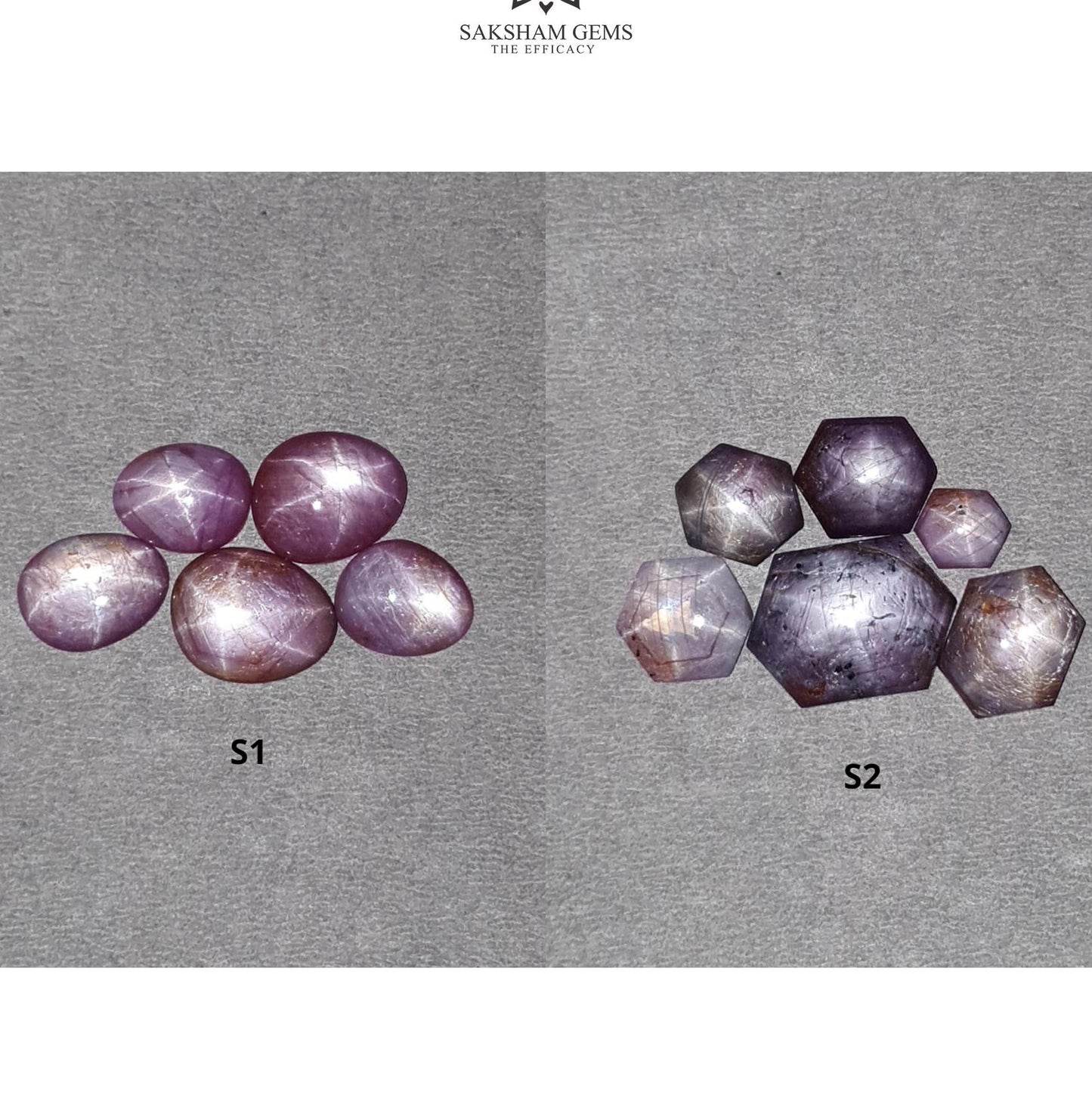 Star Ruby Gemstone Cabochon : 24cts - 32cts Natural Untreated Unheated Red 6Ray Star Ruby Hexagon & Egg Shape Set