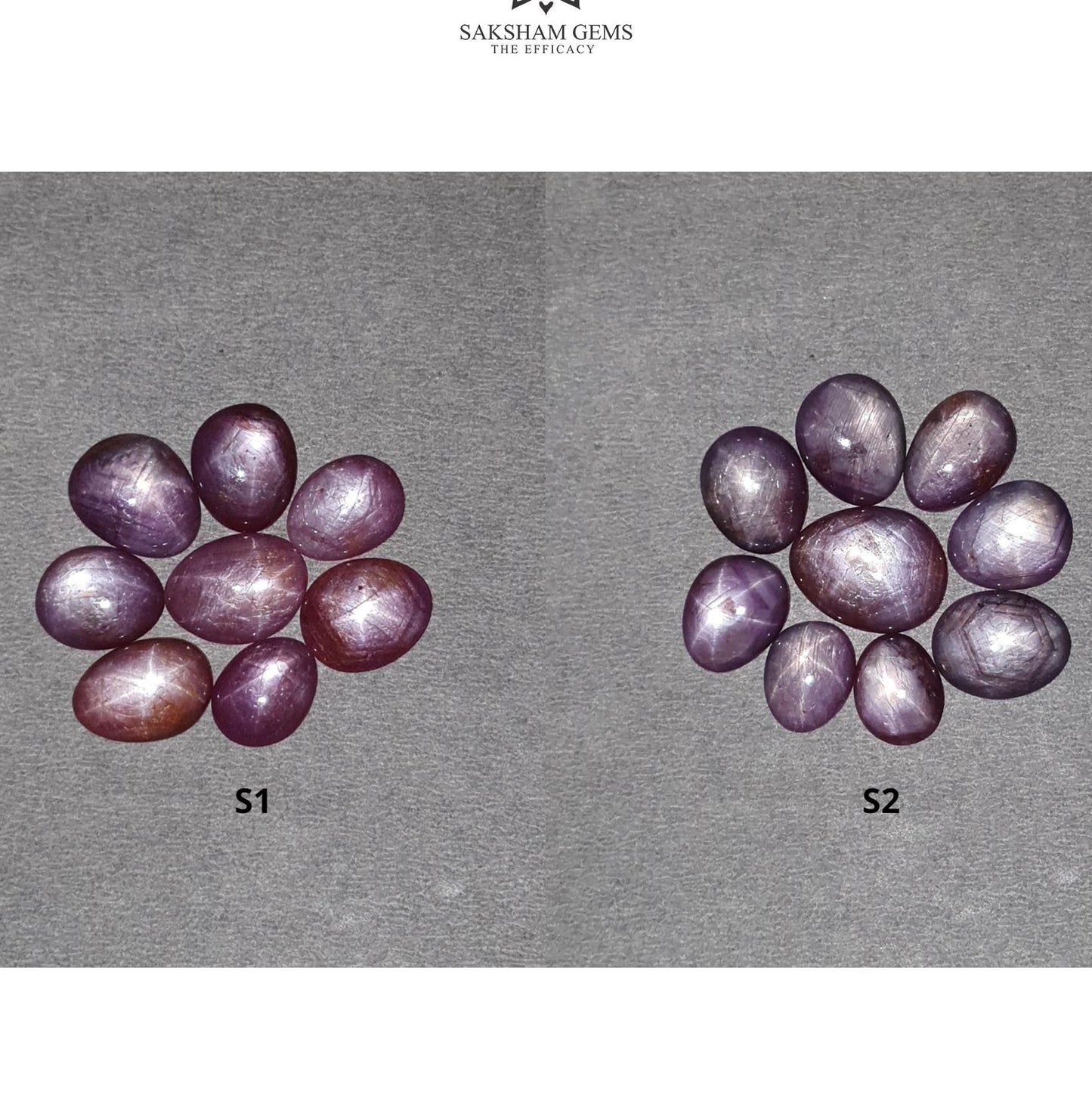 Star Ruby Gemstone Cabochon : 44cts - 50cts Natural Untreated Unheated Red 6Ray Star Ruby Uneven Egg Shape Set