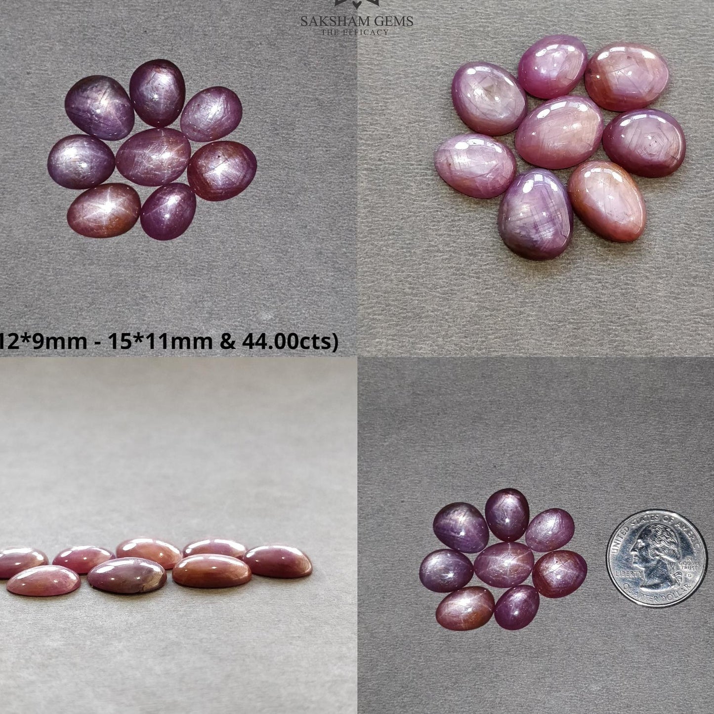 Star Ruby Gemstone Cabochon : 44cts - 50cts Natural Untreated Unheated Red 6Ray Star Ruby Uneven Egg Shape Set