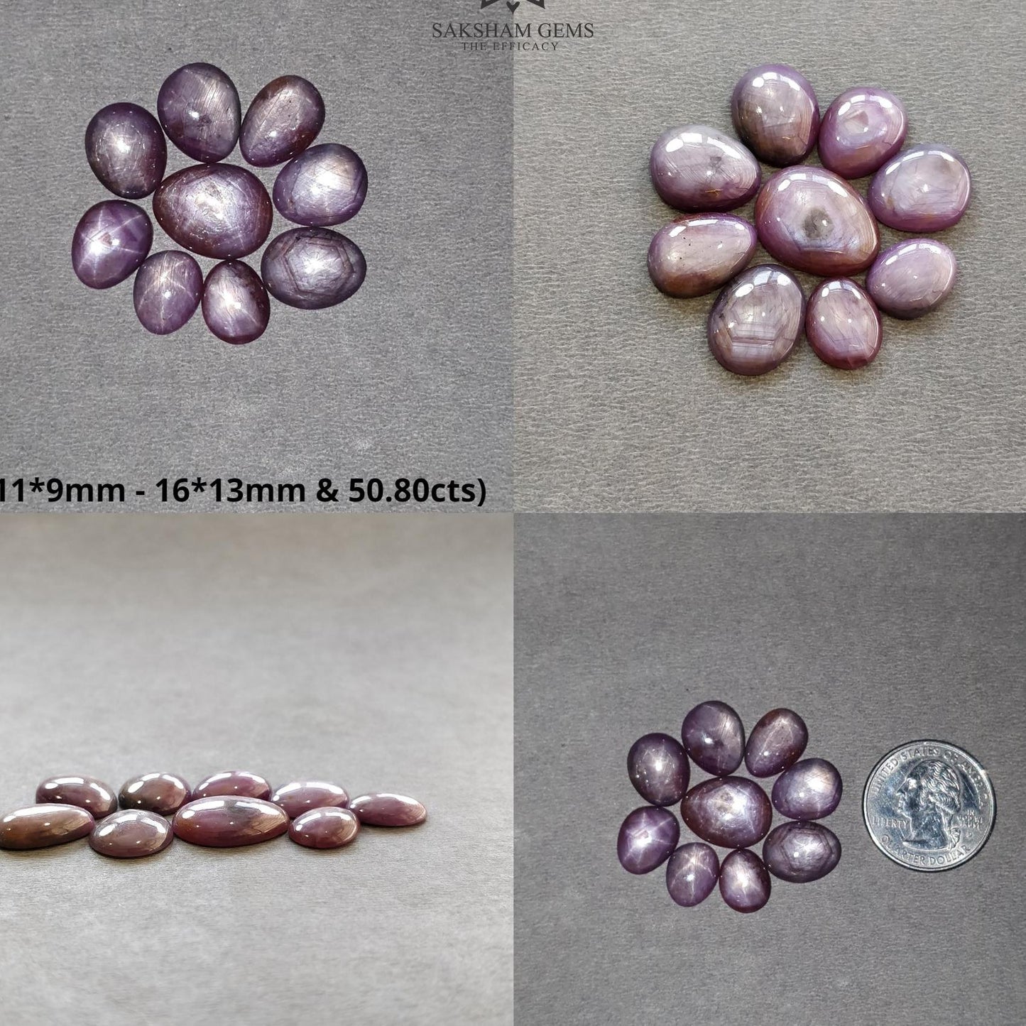 Star Ruby Gemstone Cabochon : 44cts - 50cts Natural Untreated Unheated Red 6Ray Star Ruby Uneven Egg Shape Set