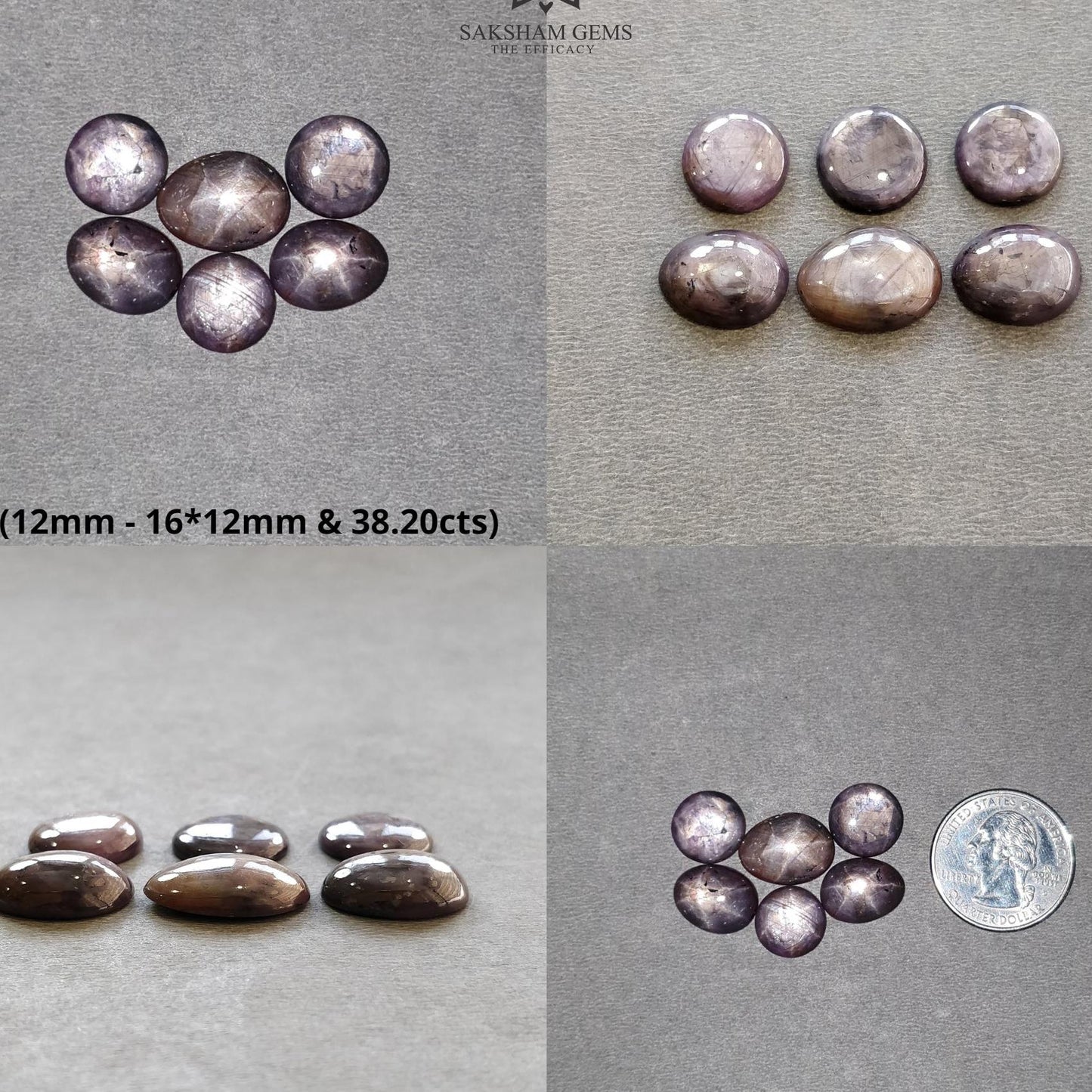 Star Ruby Gemstone Cabochon : 38cts - 47cts Natural Untreated Unheated Red 6Ray Star Ruby Uneven Egg Shape Set