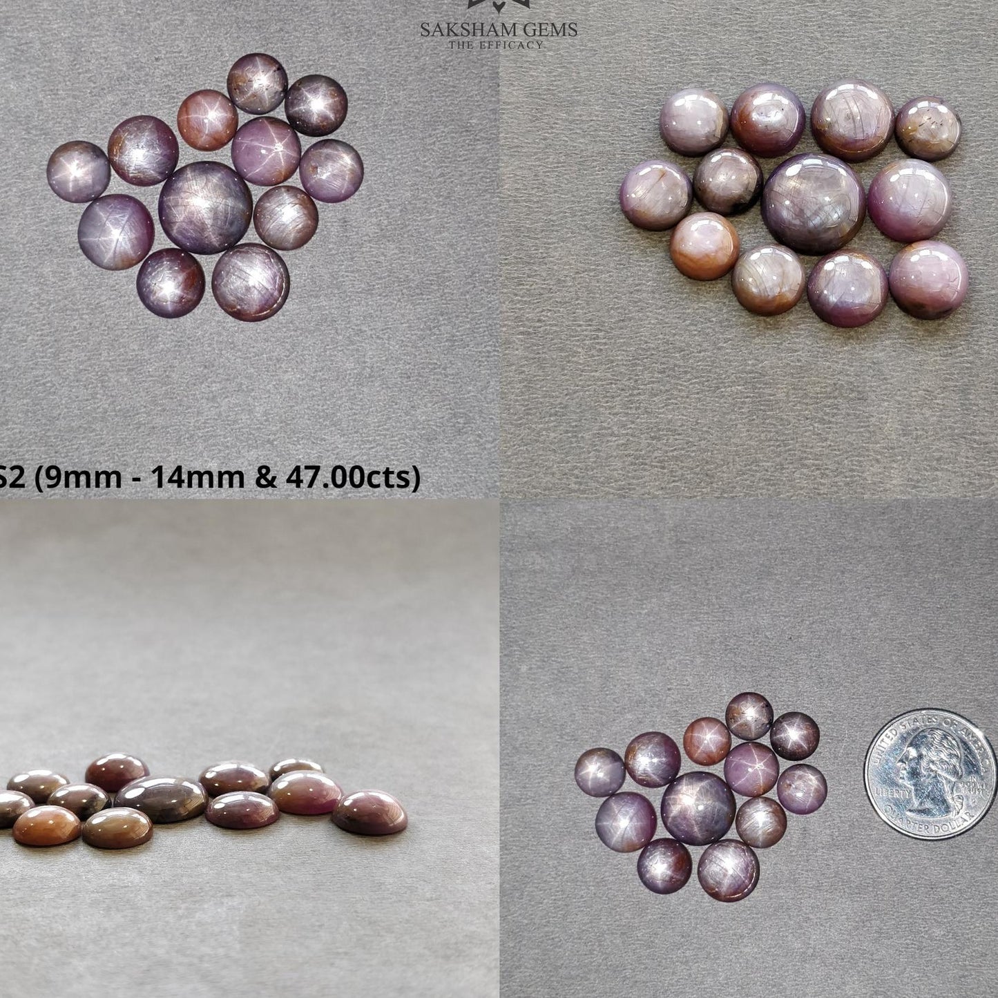 Star Ruby Gemstone Cabochon : 38cts - 47cts Natural Untreated Unheated Red 6Ray Star Ruby Uneven Egg Shape Set