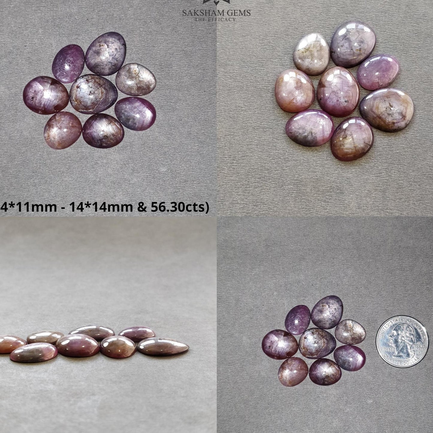 Star Ruby Gemstone Cabochon : 51cts - 56cts Natural Untreated Unheated Red 6Ray Star Ruby Uneven Egg Shape Set