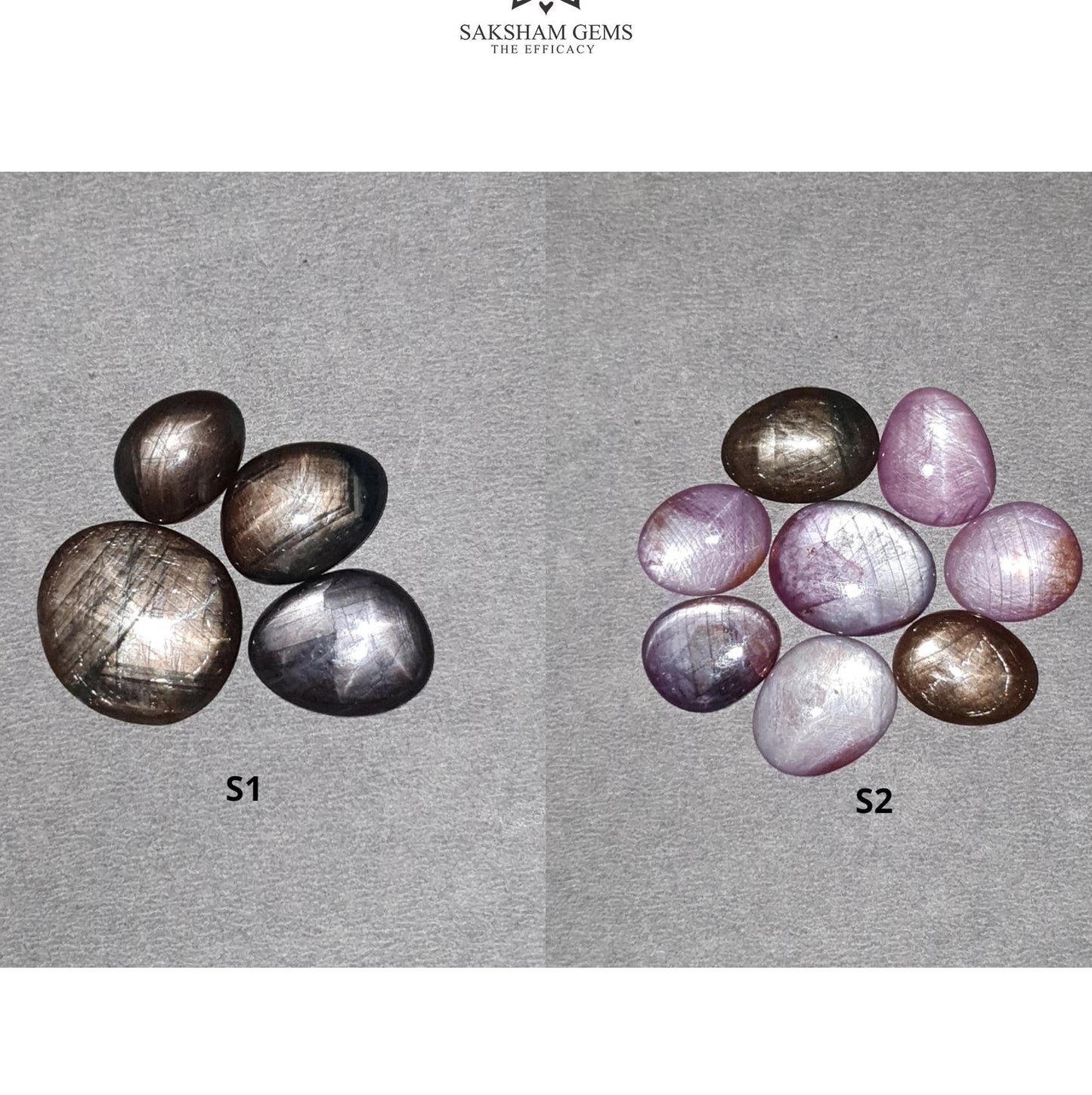 Star Chocolate & Ruby Gemstone Cabochon : 53cts - 61cts Natural Untreated Unheated Brown Red 6Ray Star Uneven Egg Shape Set