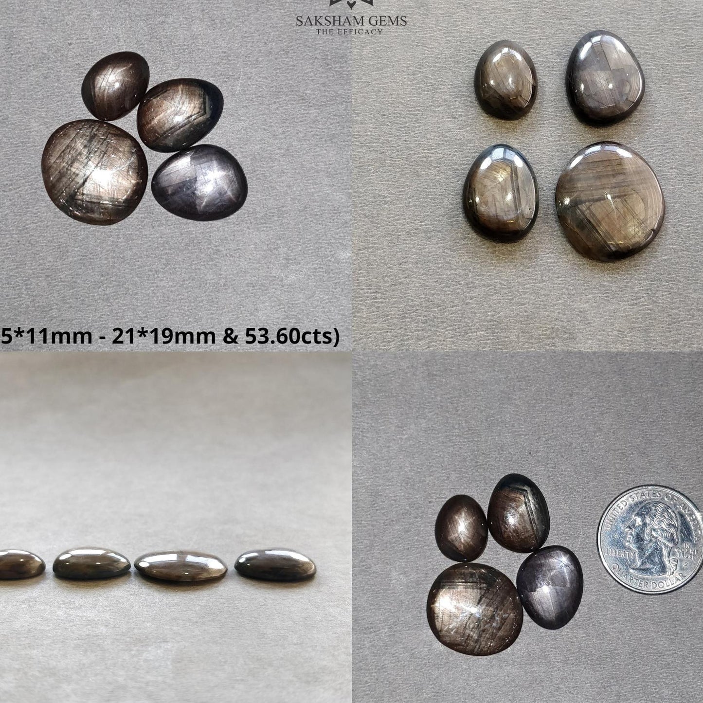 Star Chocolate & Ruby Gemstone Cabochon : 53cts - 61cts Natural Untreated Unheated Brown Red 6Ray Star Uneven Egg Shape Set