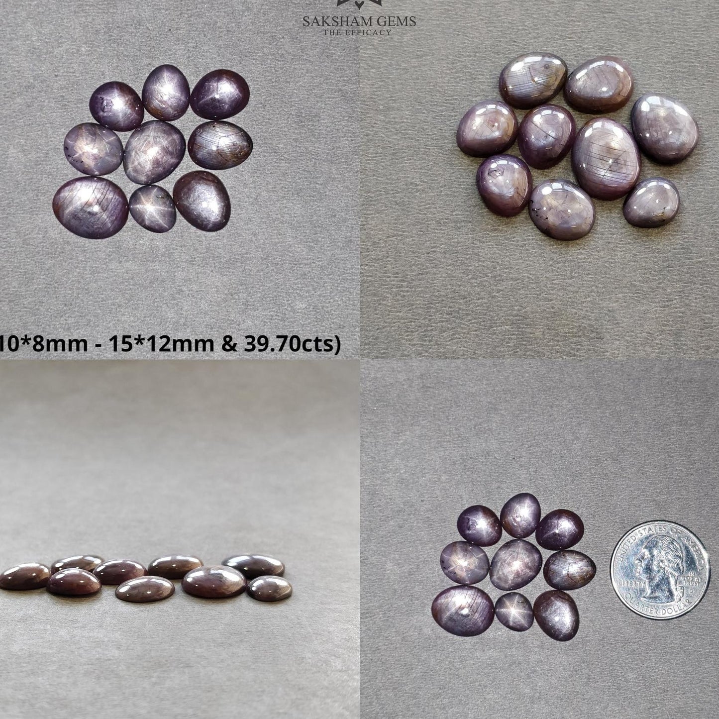 Star Ruby Gemstone Cabochon : 39cts - 49cts Natural Untreated Unheated Red 6Ray Star Ruby Uneven Egg Shape Set