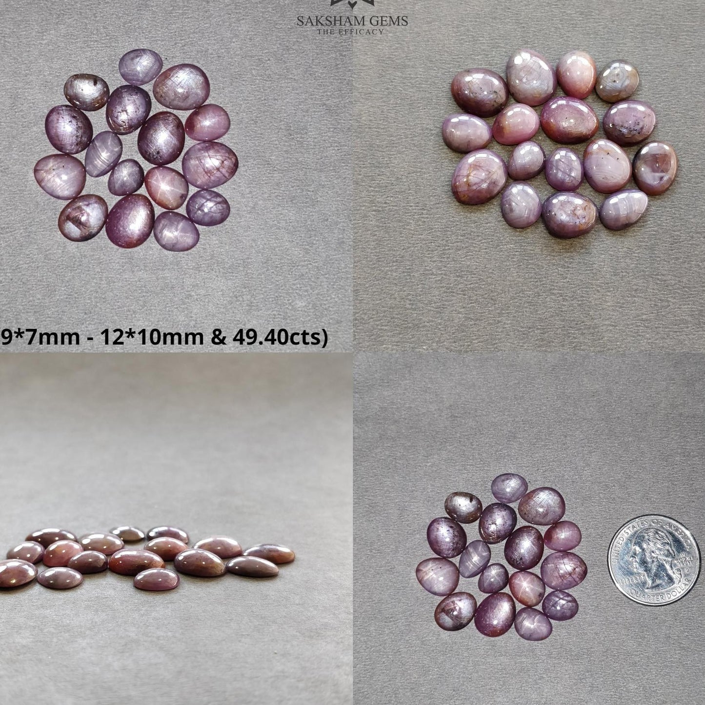Star Ruby Gemstone Cabochon : 39cts - 49cts Natural Untreated Unheated Red 6Ray Star Ruby Uneven Egg Shape Set