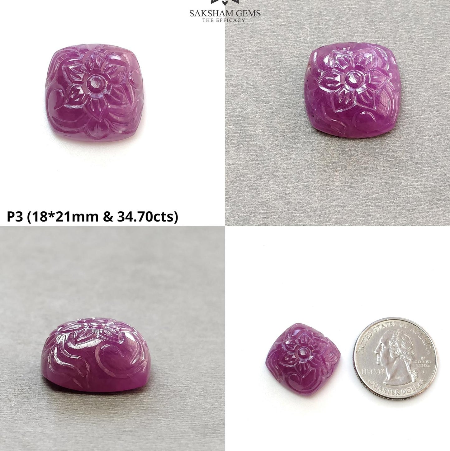 Purple Ruby Gemstone Carving : Natural Untreated Unheated Ruby Gemstone Hand Carved Oval And Cushion Shape