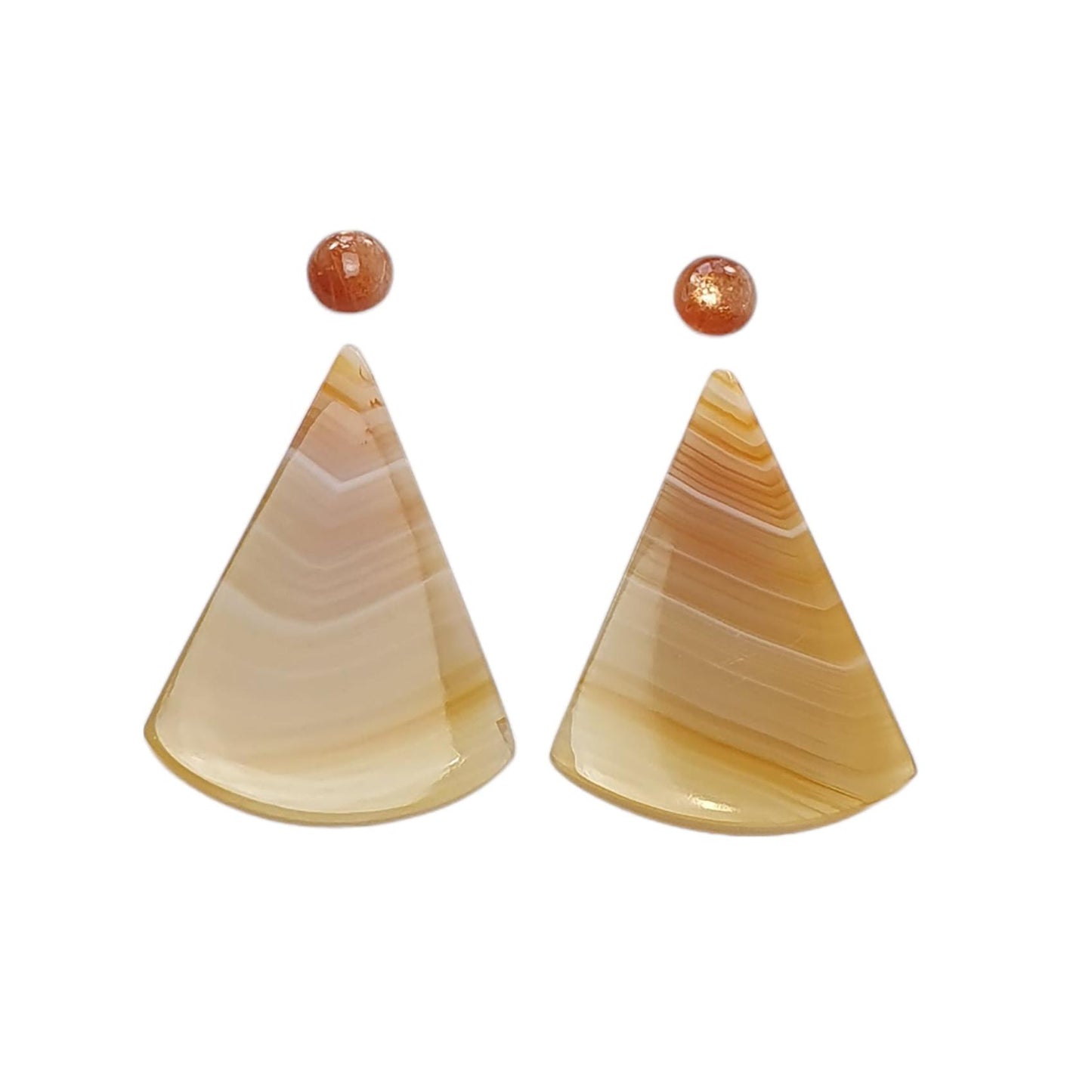 Botswana Agate Sunstone & Labradorite Gemstone Cabochon : Natural Untreated Bi-Color Agate Pear Oval Round Shape 4pc/6pc Set