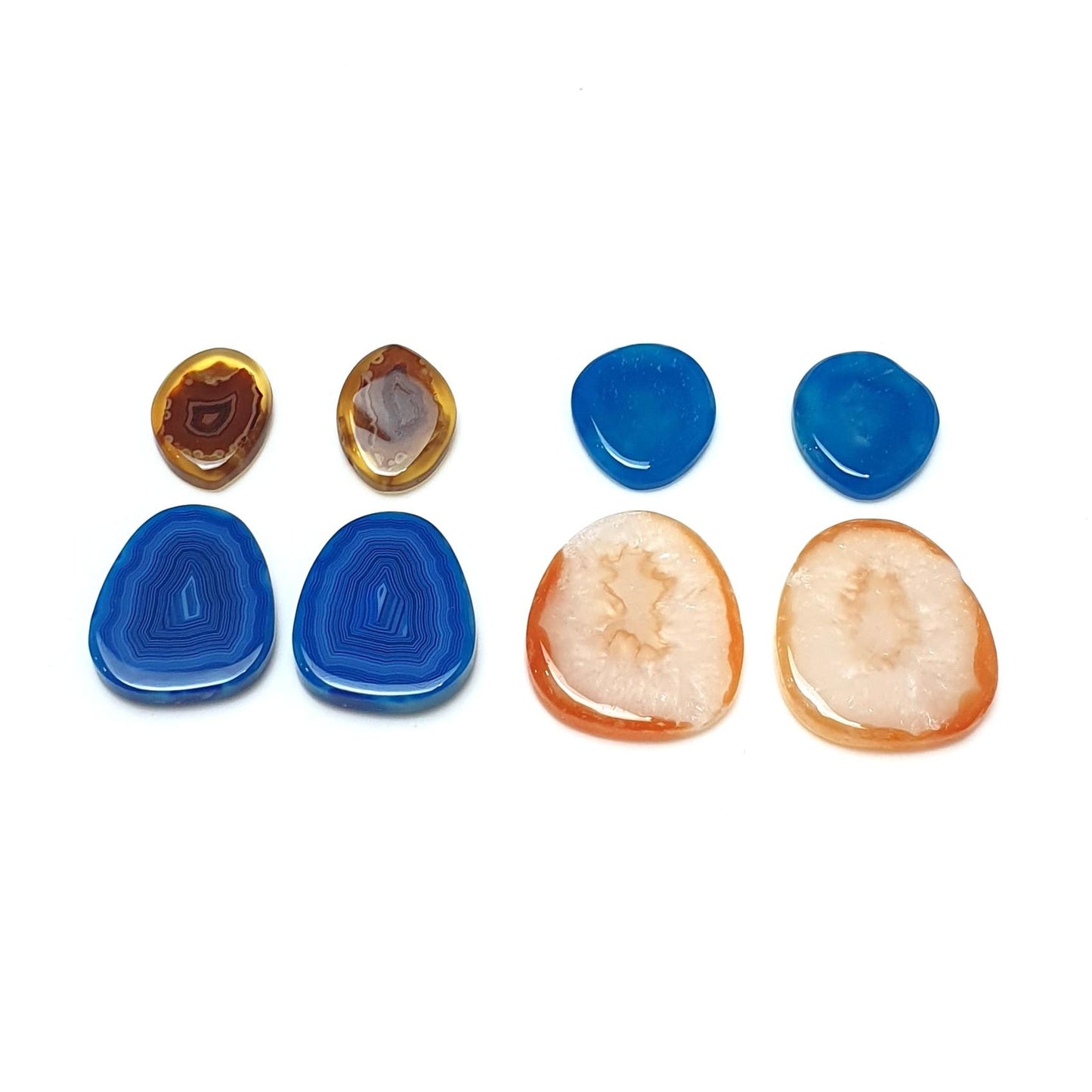 BOTSWANA AGATE Gemstone Cabochon : Natural Color Enhanced Bi-Color Agate Uneven Shape 8pcs Set
