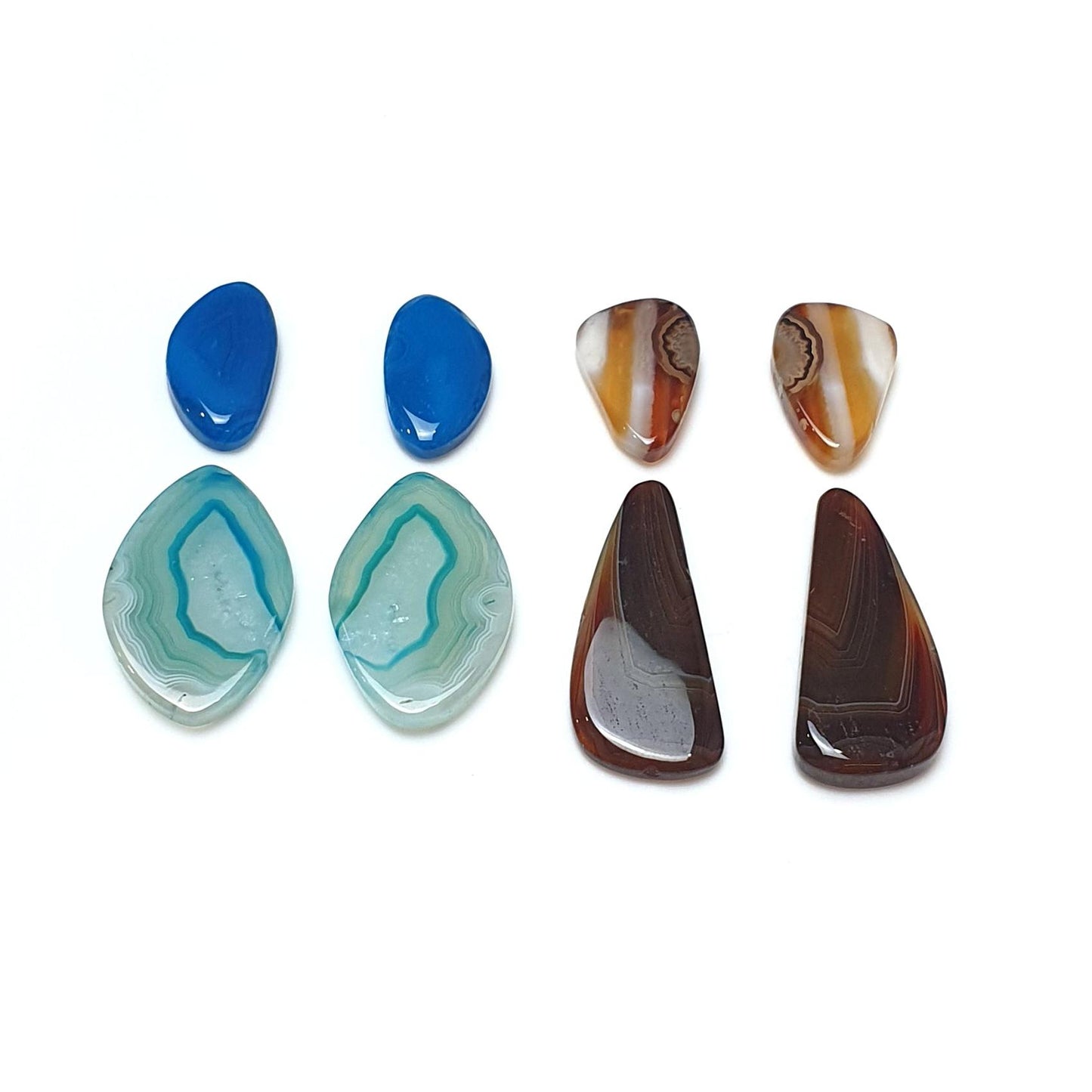 BOTSWANA AGATE Gemstone Cabochon : Natural Color Enhanced Bi-Color Agate Uneven Shape 8pcs Set