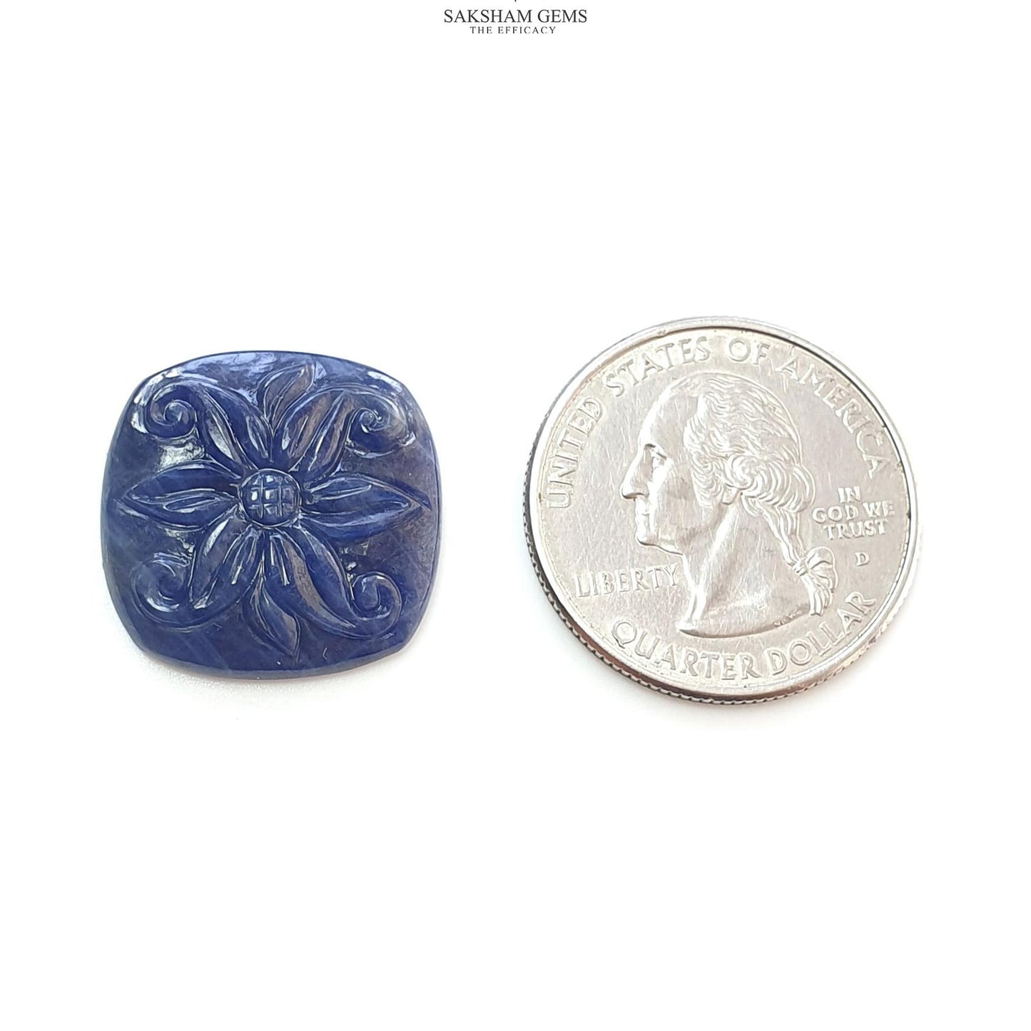 Blue Sapphire Gemstone Carving : 21.20cts Natural Untreated Unheated Sapphire Hand Carved Cushion Shape 20*23mm
