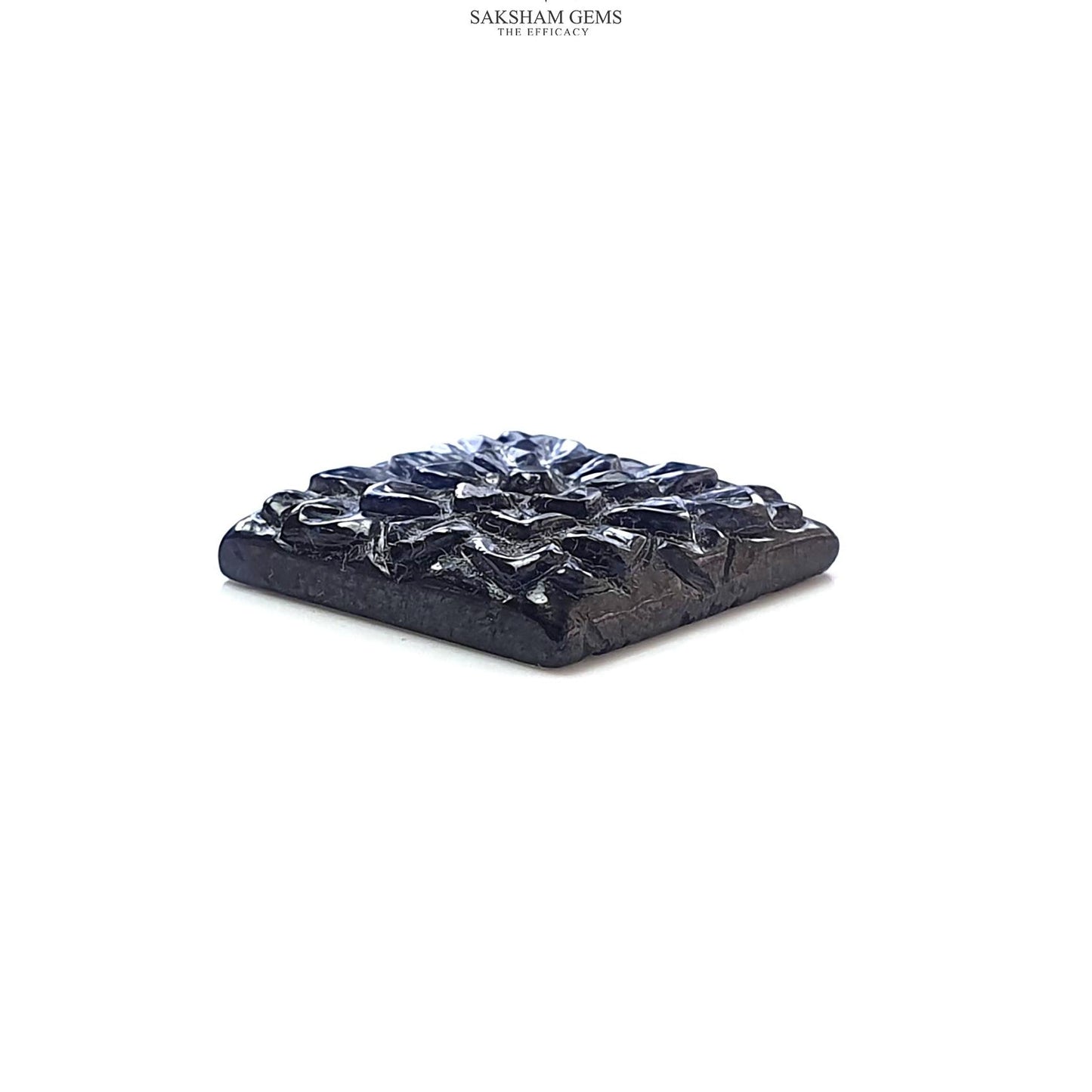 Deep Blue Sapphire Gemstone Carving : 27.00cts Natural Untreated Unheated Sapphire Hand Carved Square Shape 19*27mm