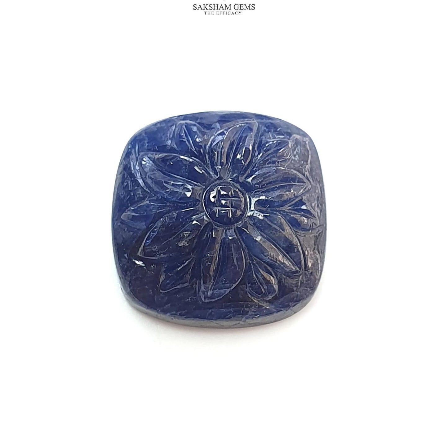 Blue Sapphire Gemstone Carving : 28.30cts Natural Untreated Unheated Sapphire Hand Carved Cushion Shape 18*20mm
