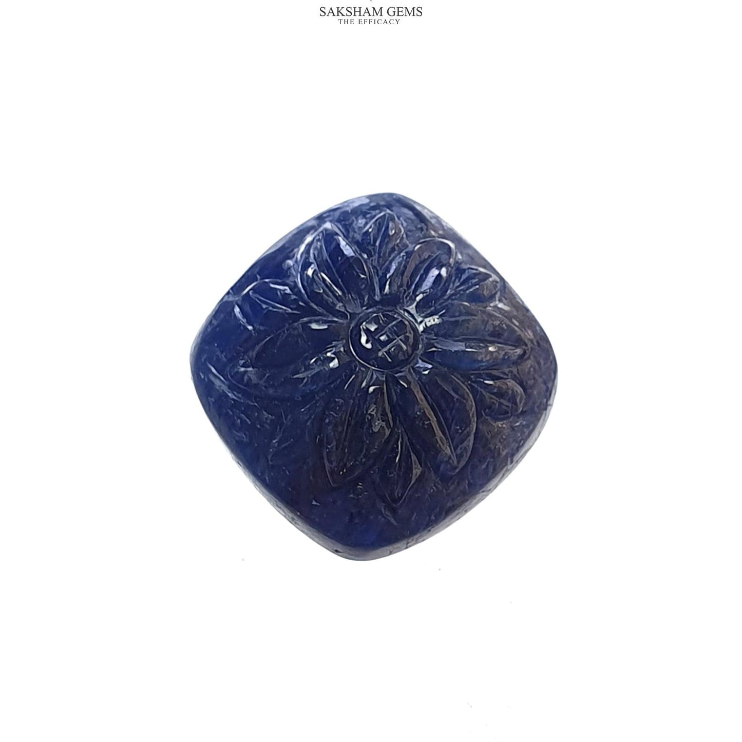 Blue Sapphire Gemstone Carving : 28.30cts Natural Untreated Unheated Sapphire Hand Carved Cushion Shape 18*20mm
