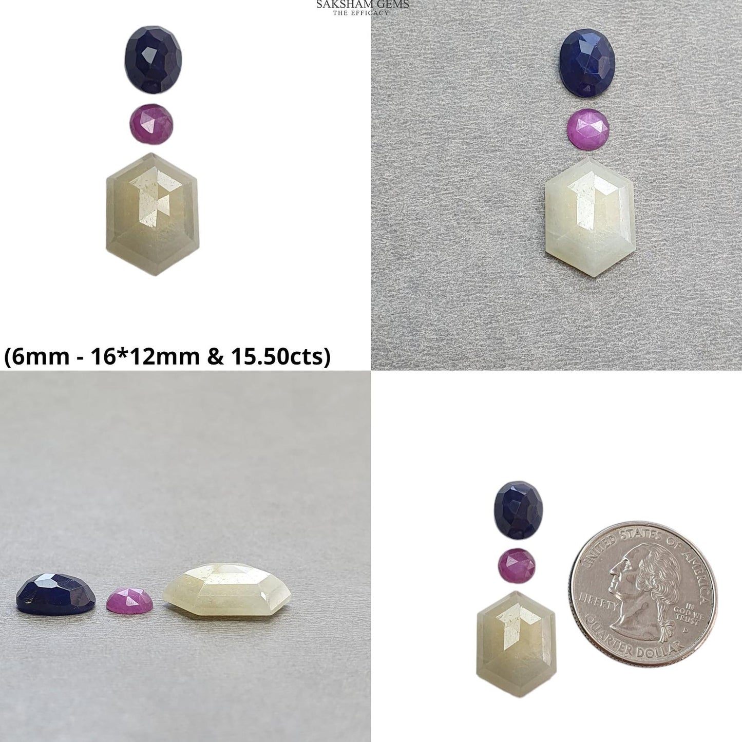 Multi & Blue Sapphire Gemstone Rose And Checker Cut : Natural Untreated Unheated Sapphire Multi Color Pear Oval Hexagon Shape Set