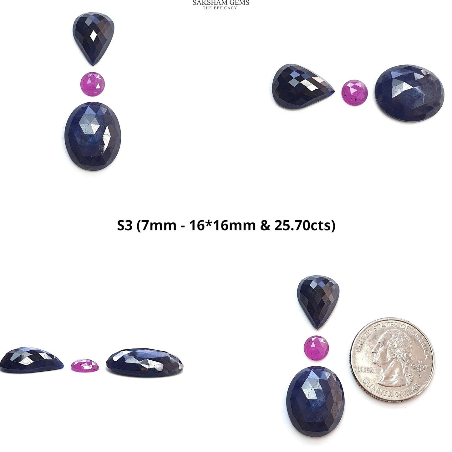 Multi & Blue Sapphire Gemstone Rose And Checker Cut : Natural Untreated Unheated Sapphire Multi Color Pear Oval Hexagon Shape Set