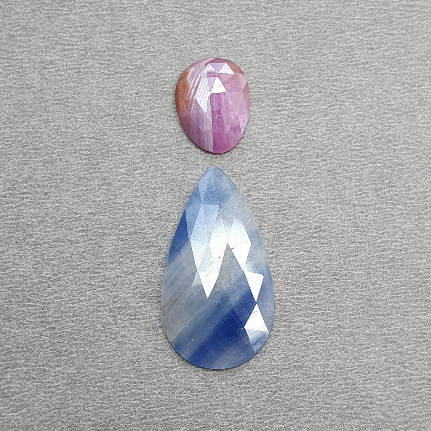 Multi & Blue Sapphire Gemstone Rose And Checker Cut : Natural Untreated Unheated Sapphire Multi Color Pear Oval Hexagon Shape Set