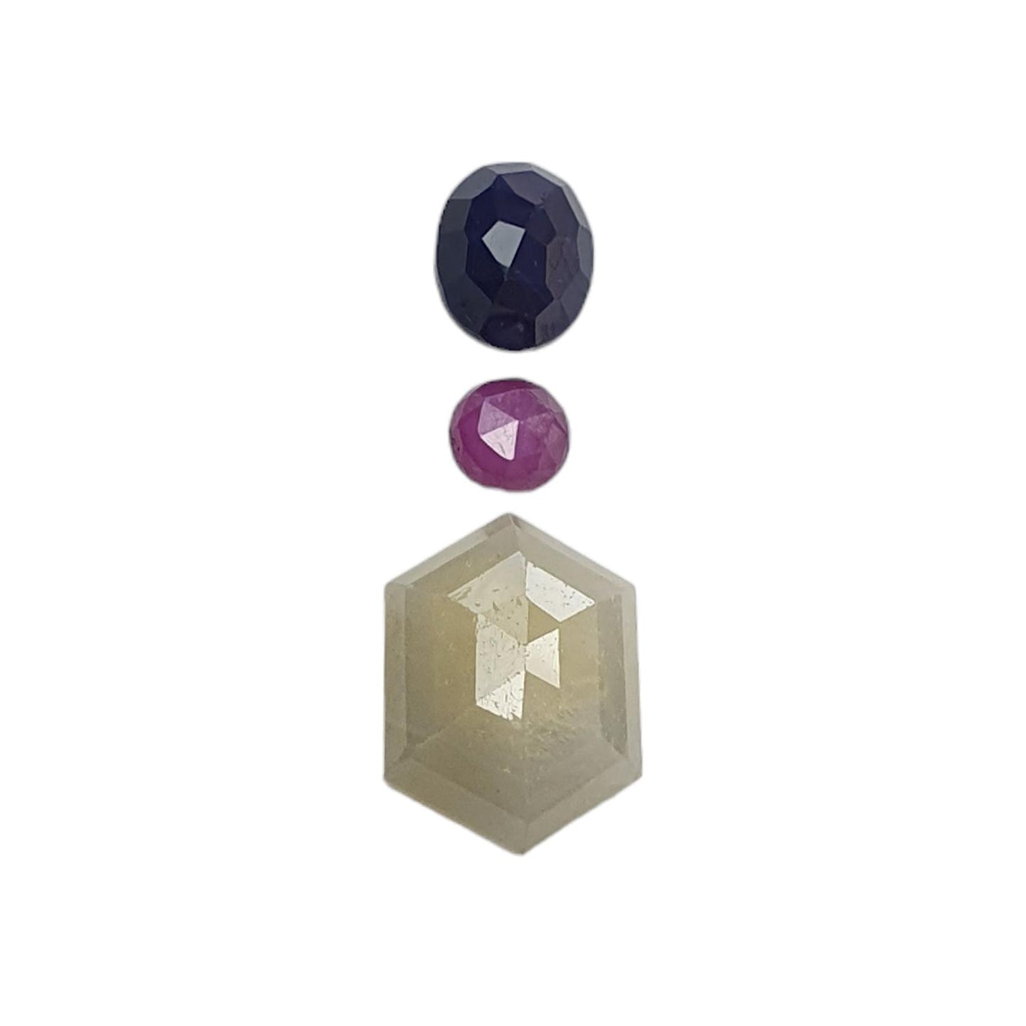 Multi & Blue Sapphire Gemstone Rose And Checker Cut : Natural Untreated Unheated Sapphire Multi Color Pear Oval Hexagon Shape Set