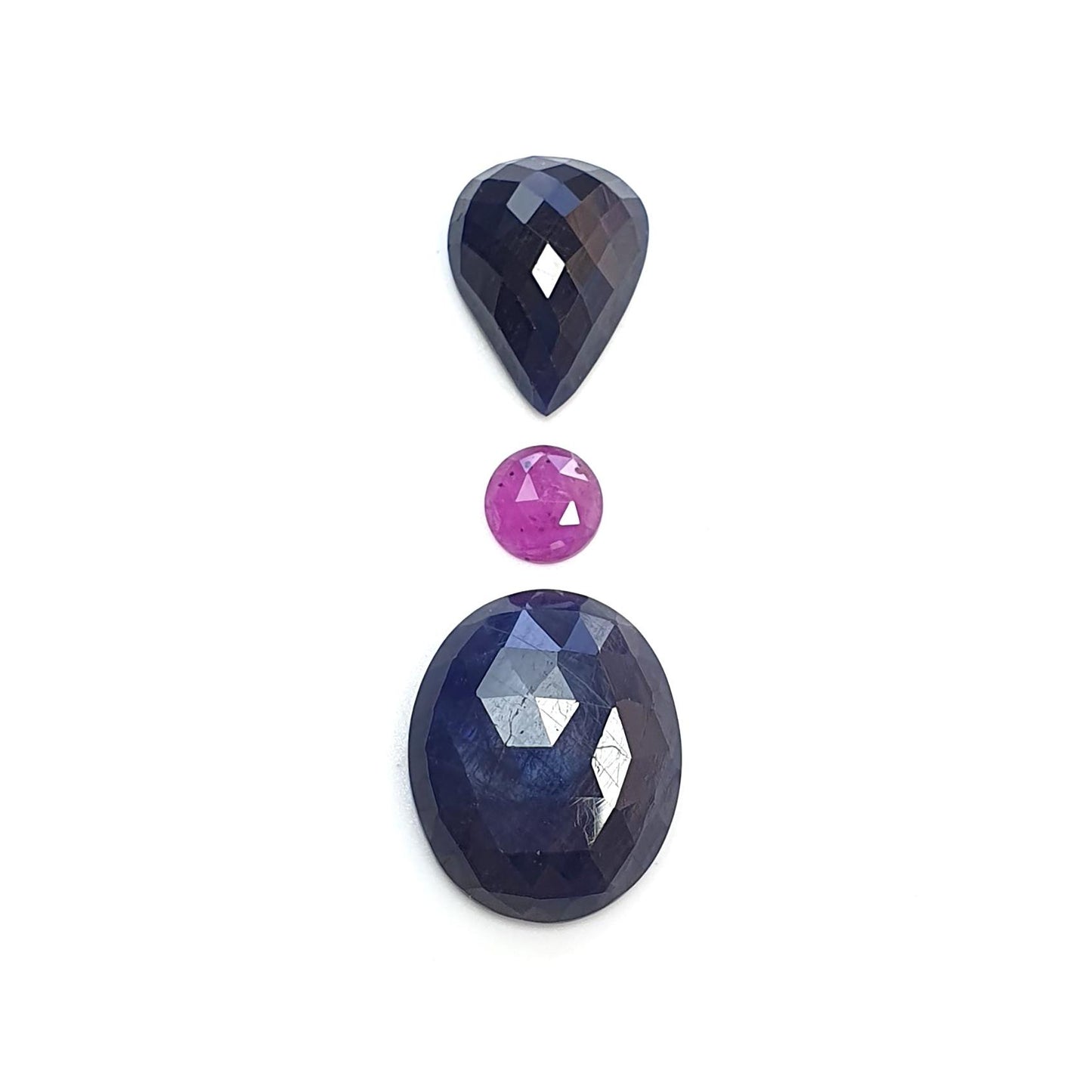 Multi & Blue Sapphire Gemstone Rose And Checker Cut : Natural Untreated Unheated Sapphire Multi Color Pear Oval Hexagon Shape Set