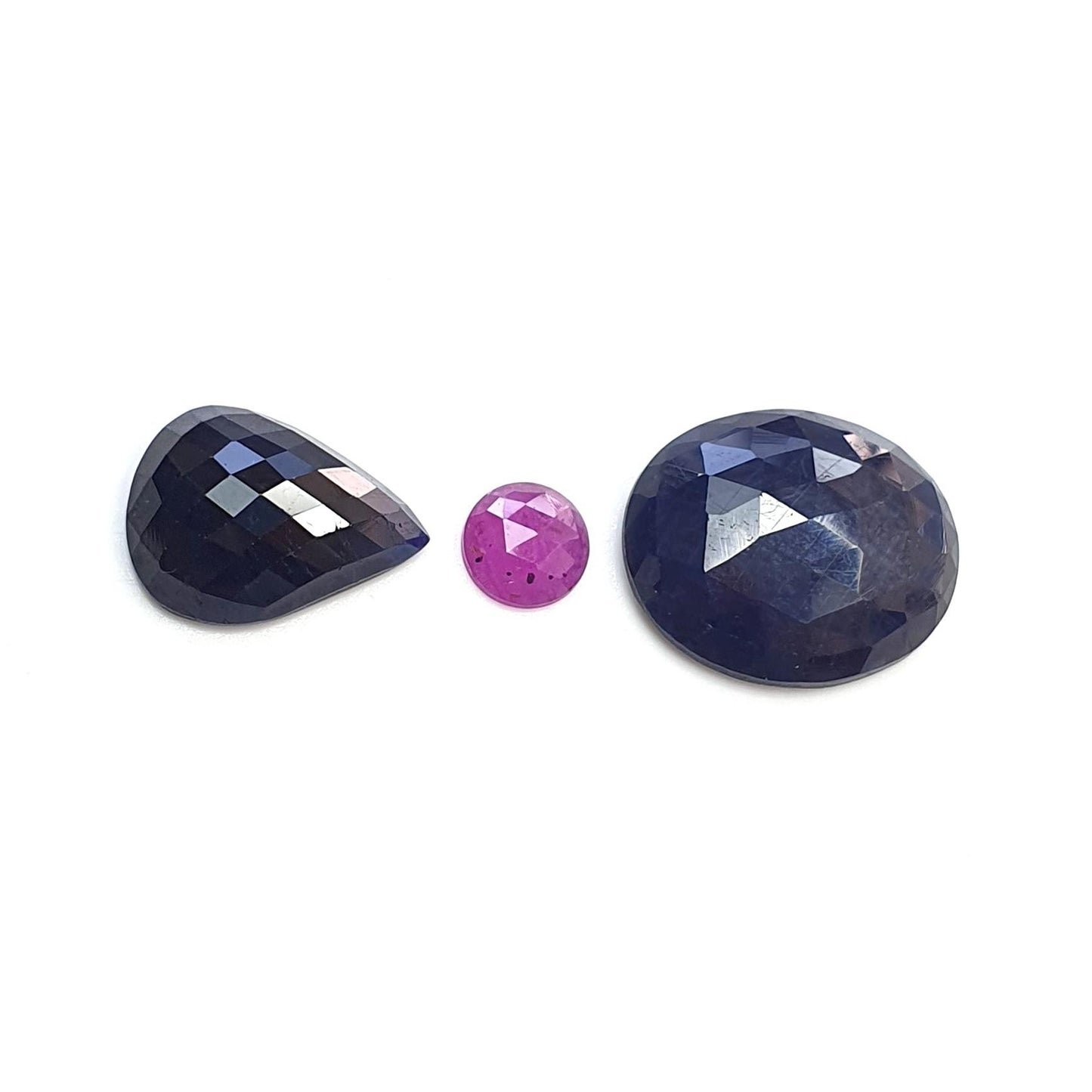 Multi & Blue Sapphire Gemstone Rose And Checker Cut : Natural Untreated Unheated Sapphire Multi Color Pear Oval Hexagon Shape Set