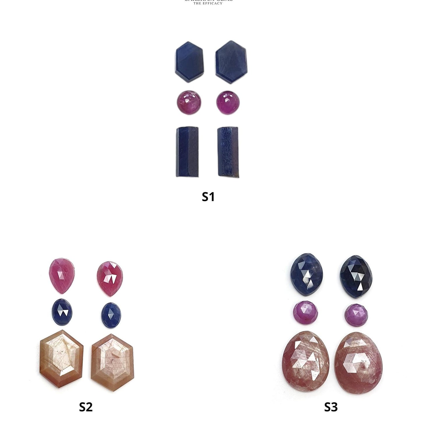 Multi & Blue Sapphire Gemstone Rose Cut And Flats : Natural Untreated Unheated Sapphire Multi Color Multi Shape Set