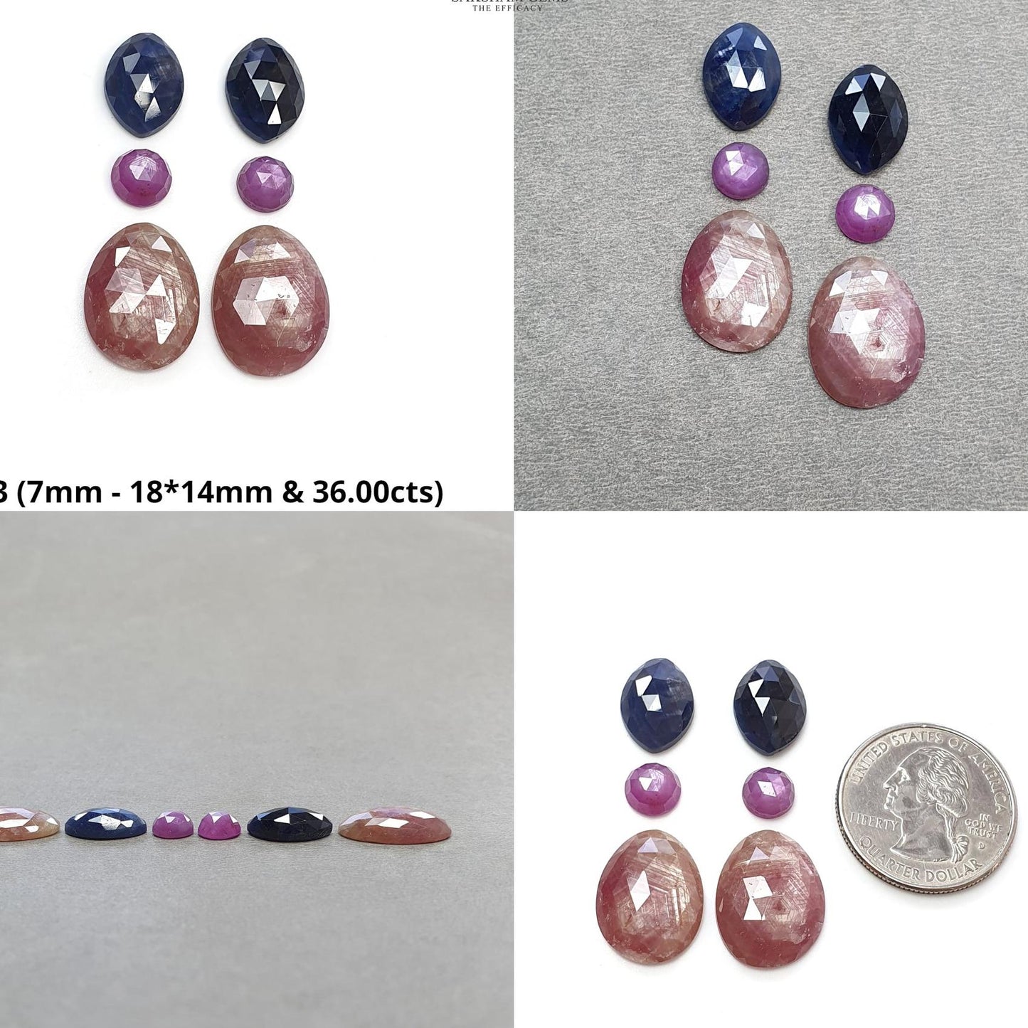 Multi & Blue Sapphire Gemstone Rose Cut And Flats : Natural Untreated Unheated Sapphire Multi Color Multi Shape Set