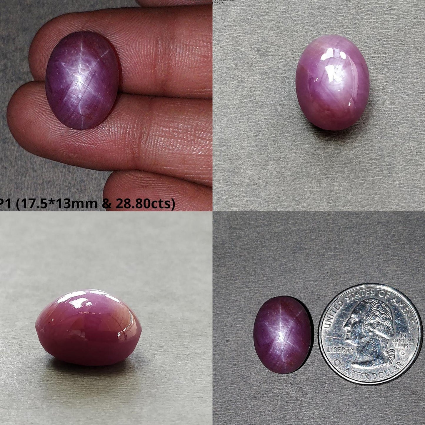 Star Ruby Gemstone Cabochon : 28cts - 33cts Natural Untreated Unheated 6Ray Star Ruby Oval Shape